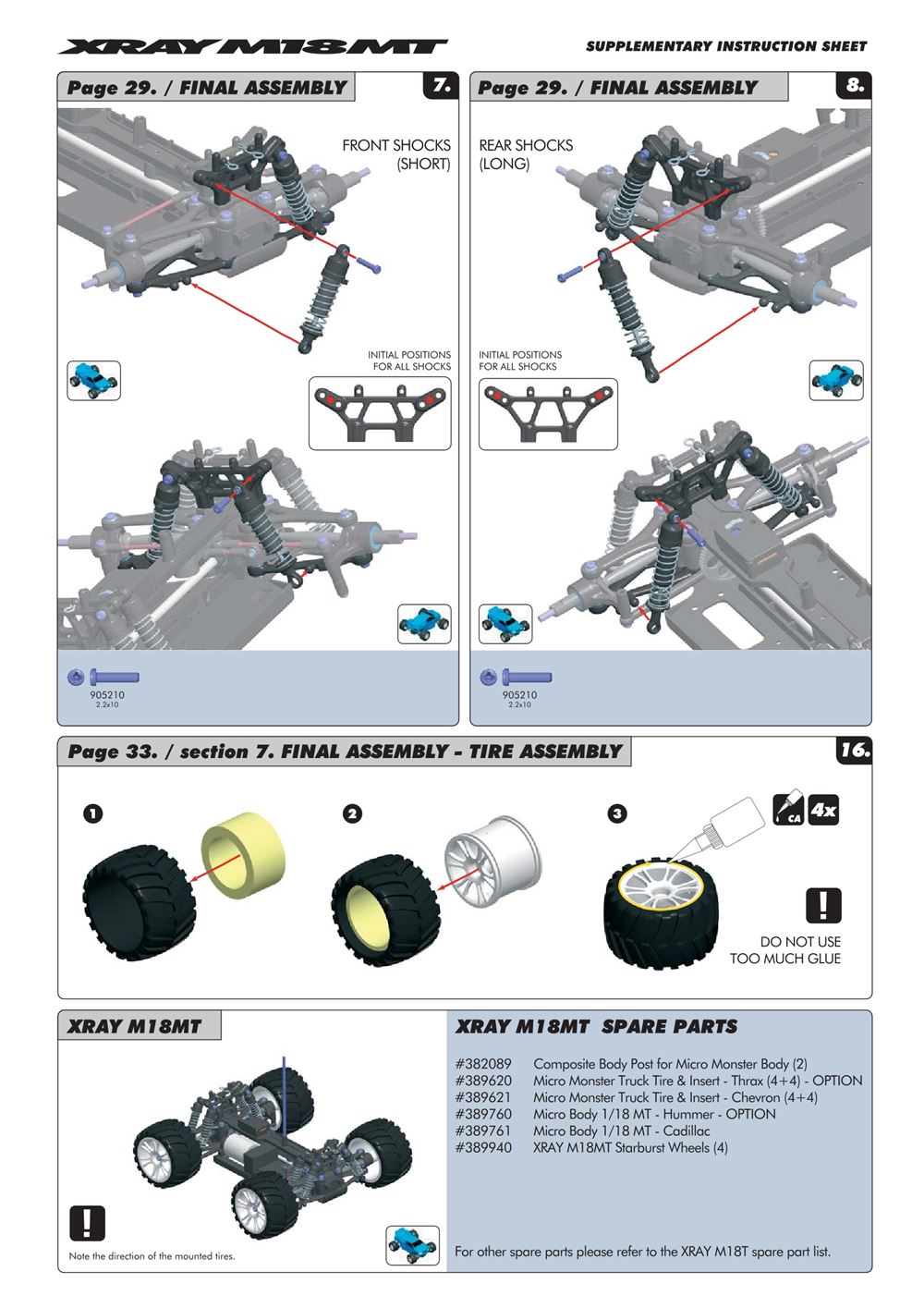 Xray - M18MT - Supplementary Manual - Page 2