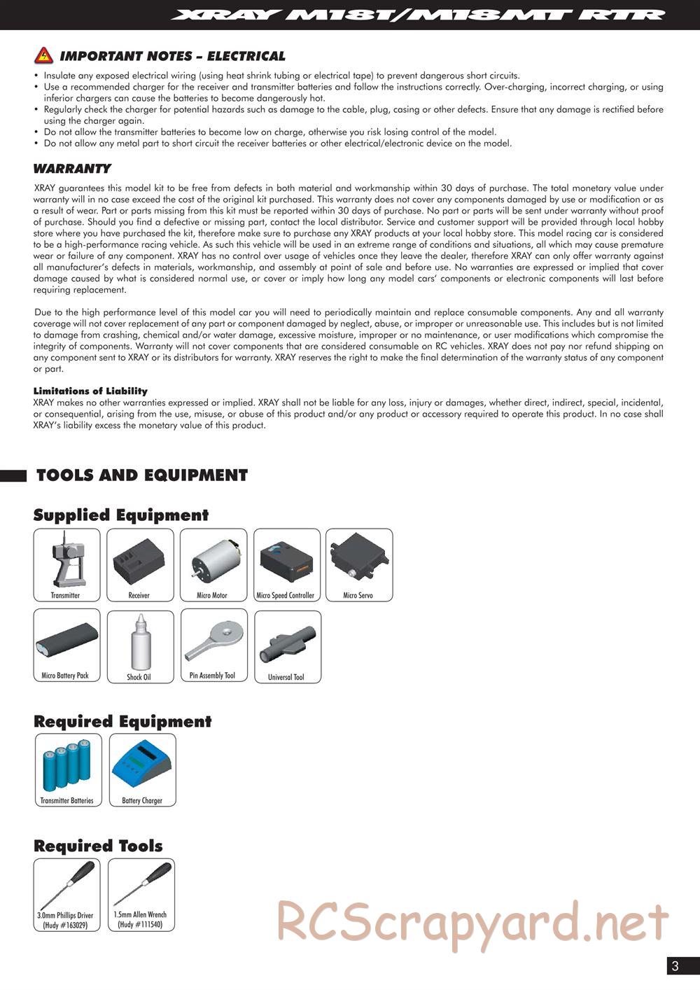 Xray - M18MT RTR - Manual - Page 3