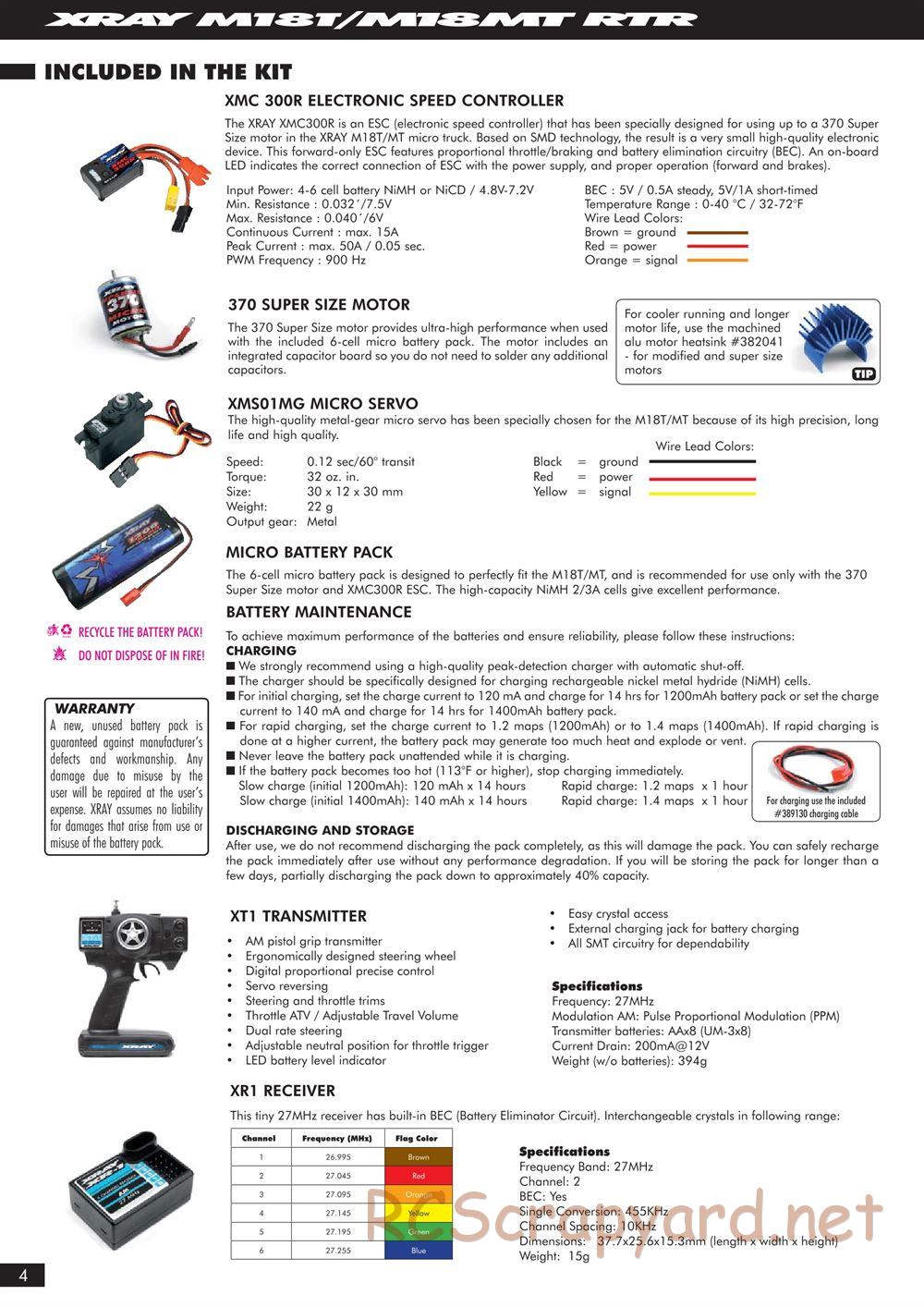 Xray - M18MT RTR - Manual - Page 4