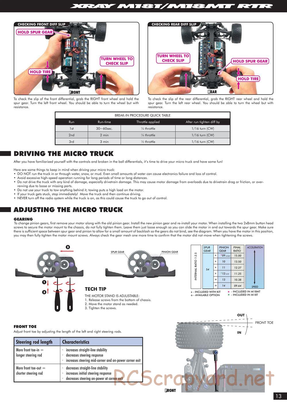 Xray - M18MT RTR - Manual - Page 13