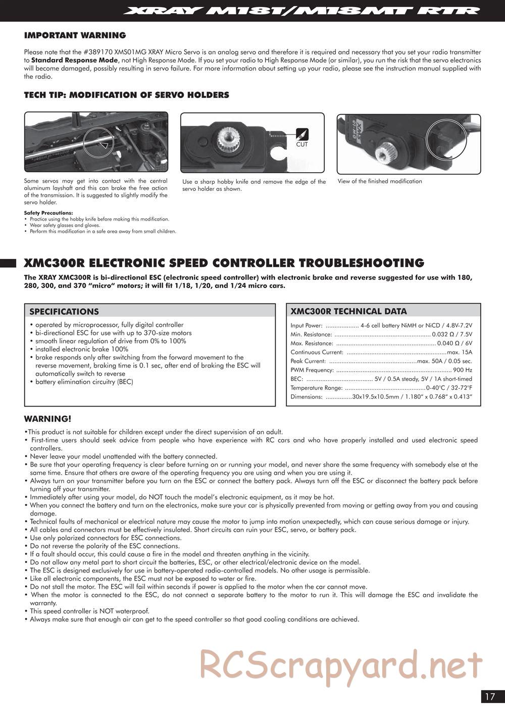 Xray - M18MT RTR - Manual - Page 17