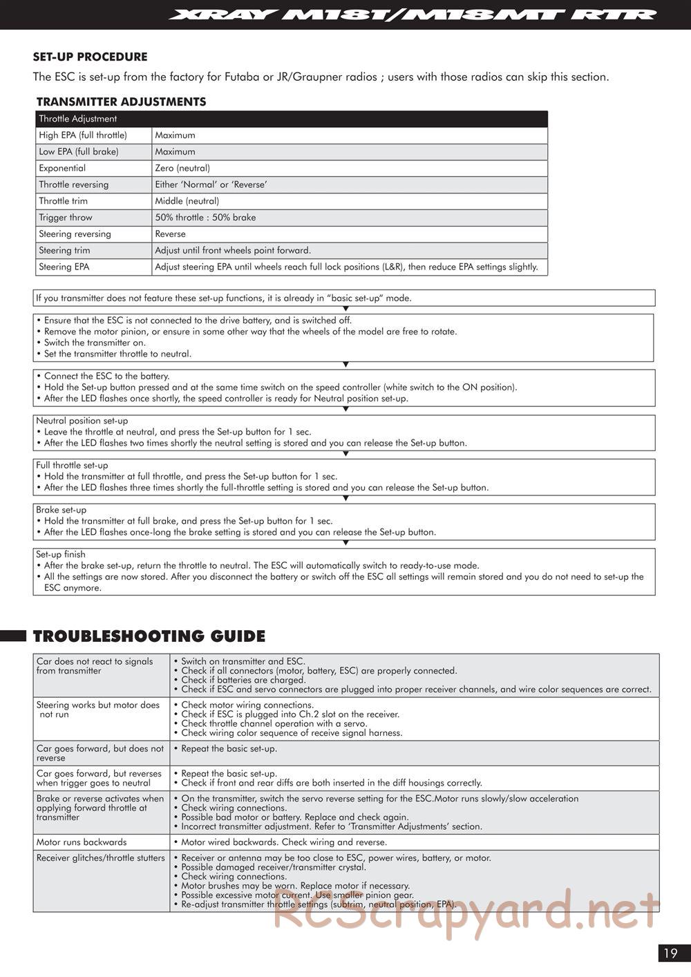 Xray - M18MT RTR - Manual - Page 19