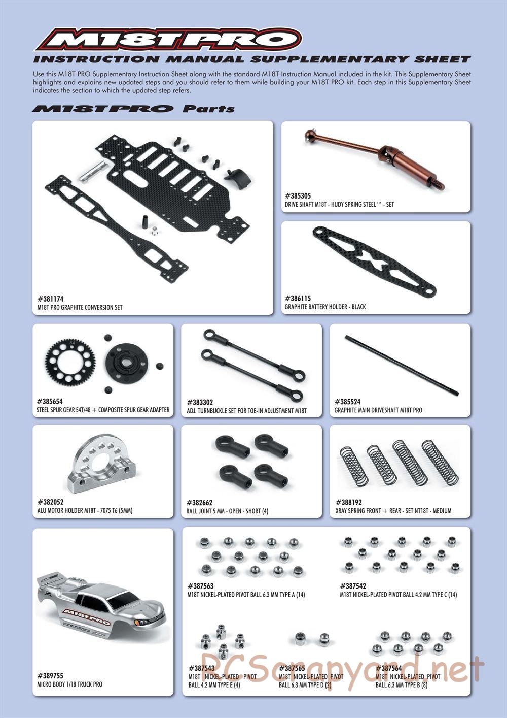 Xray - M18T Pro - Supplementary Manual - Page 1