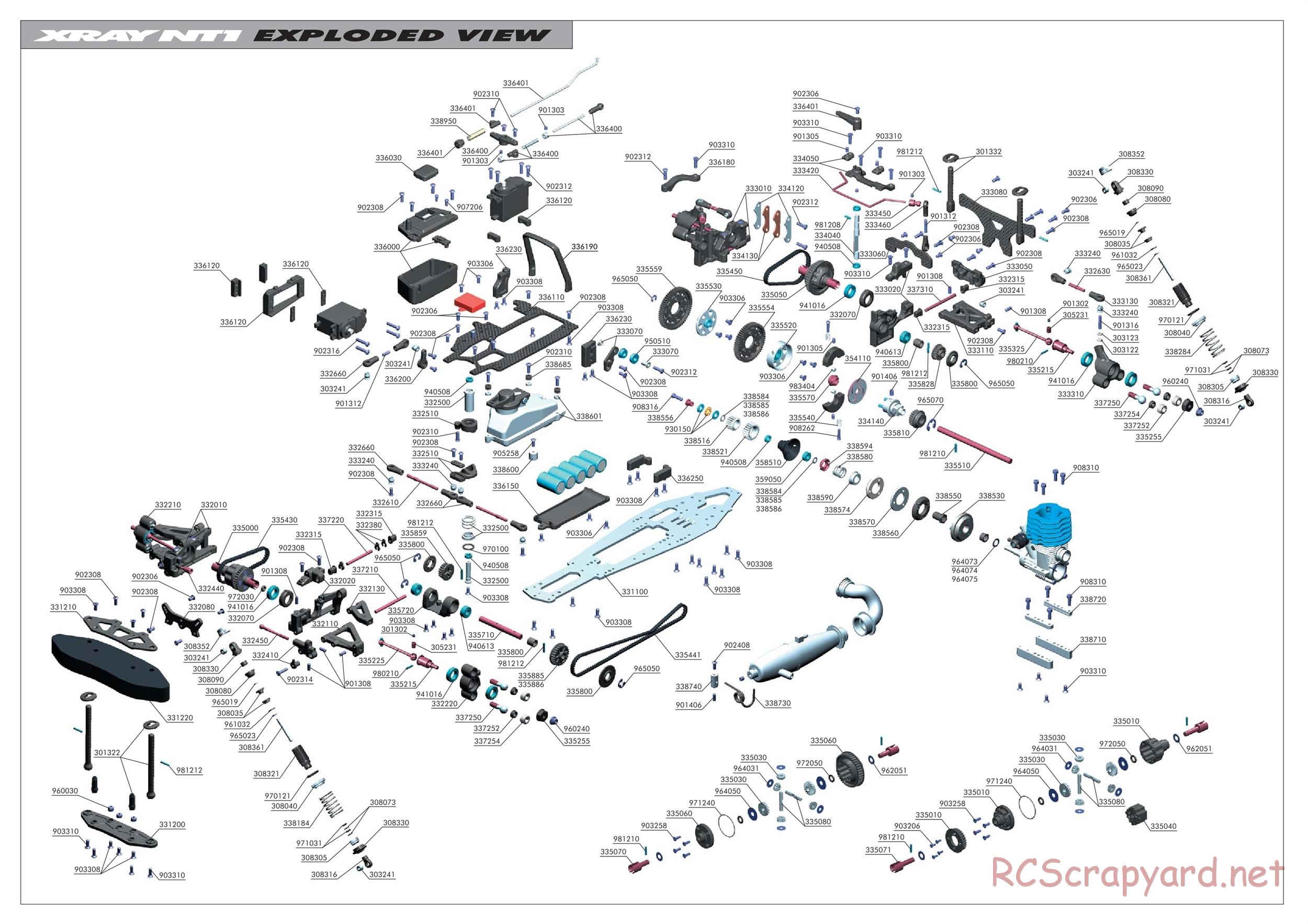 Xray - NT1 2009 Specs (NT1'09) - Exploded View