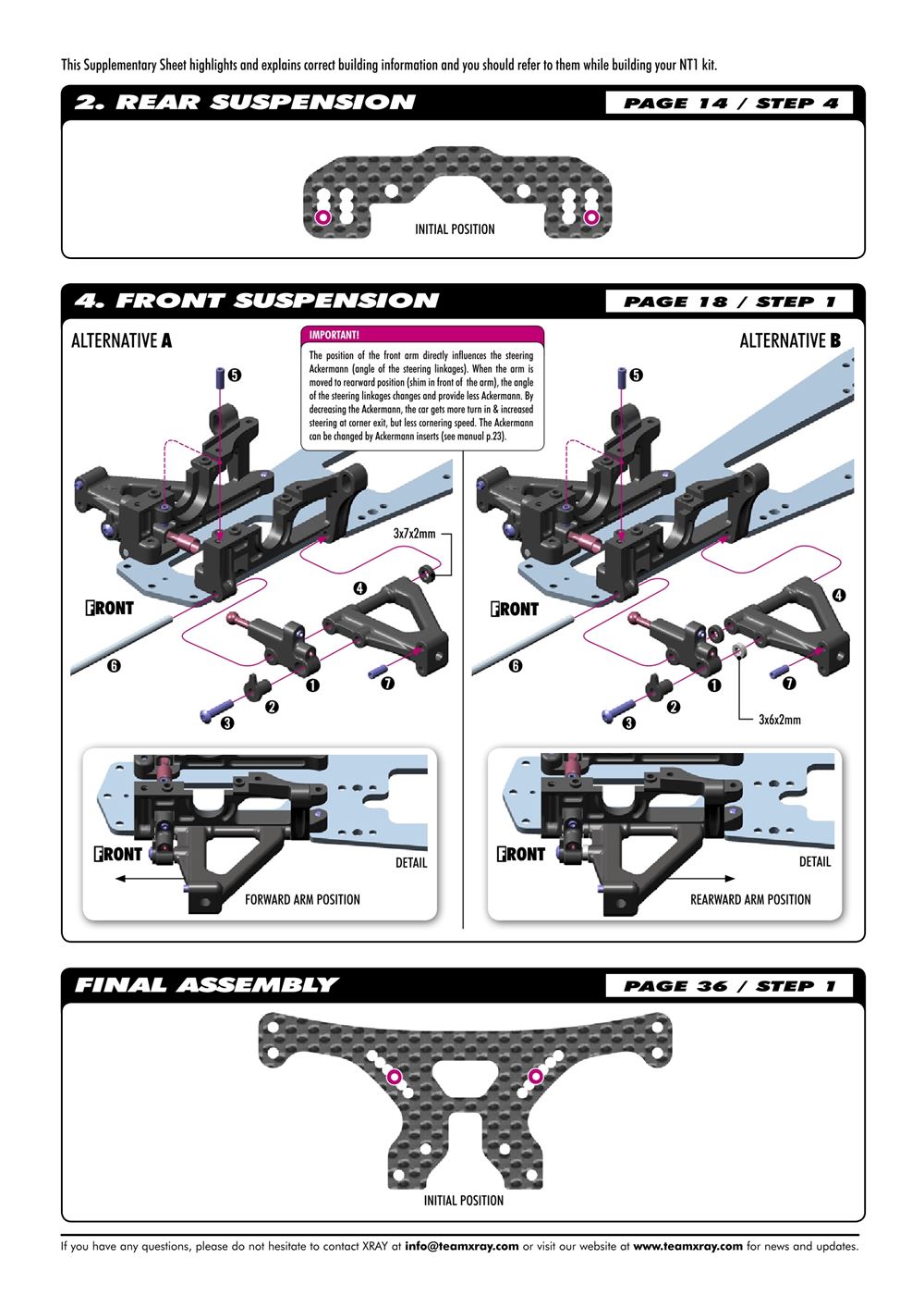 Xray - NT1 2010 Specs (NT1'10) - Supplementary Manual - Page 2