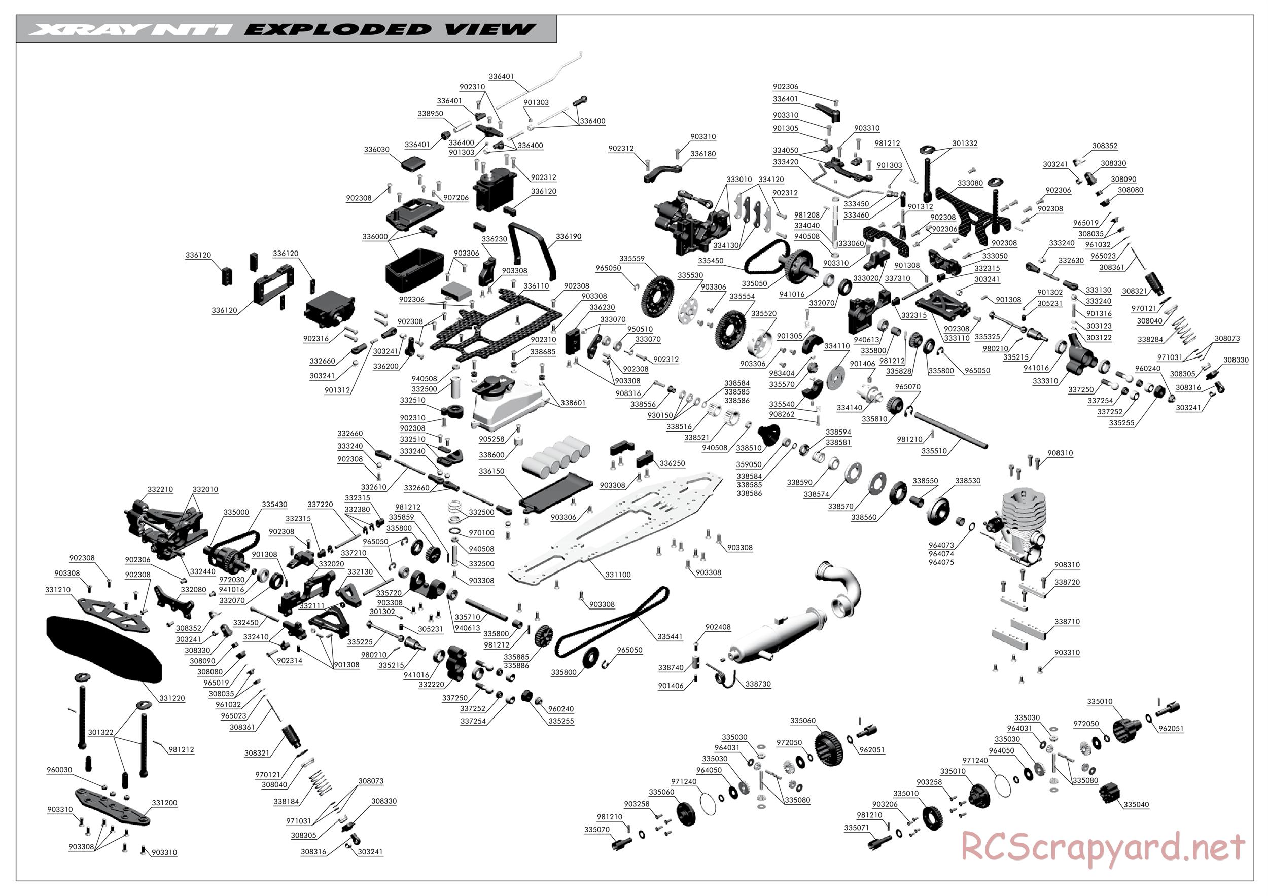 Xray - NT1 2010 Specs (NT1'10) - Exploded View