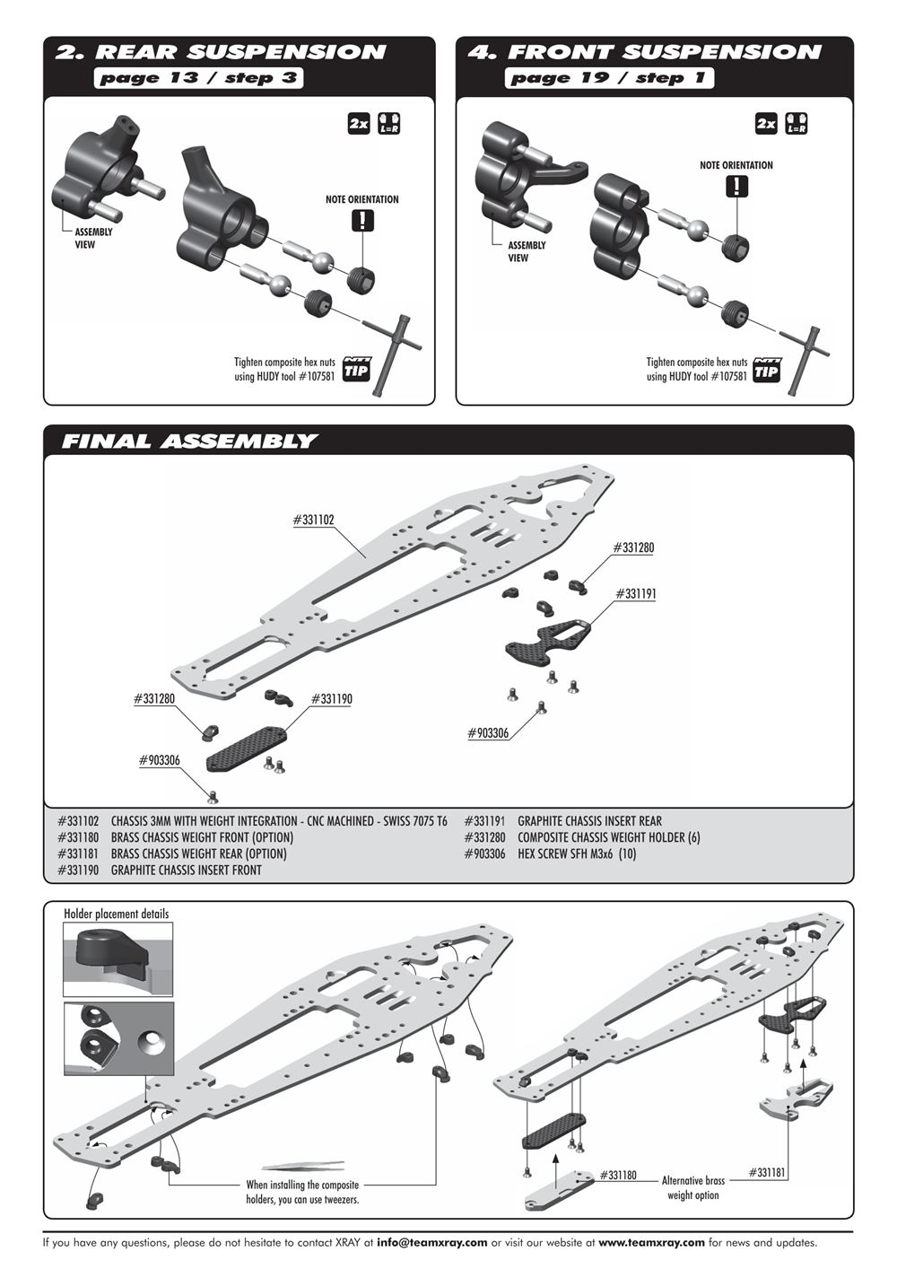 Xray - NT1 2011 Specs (NT1'11) - Supplementary Manual - Page 2