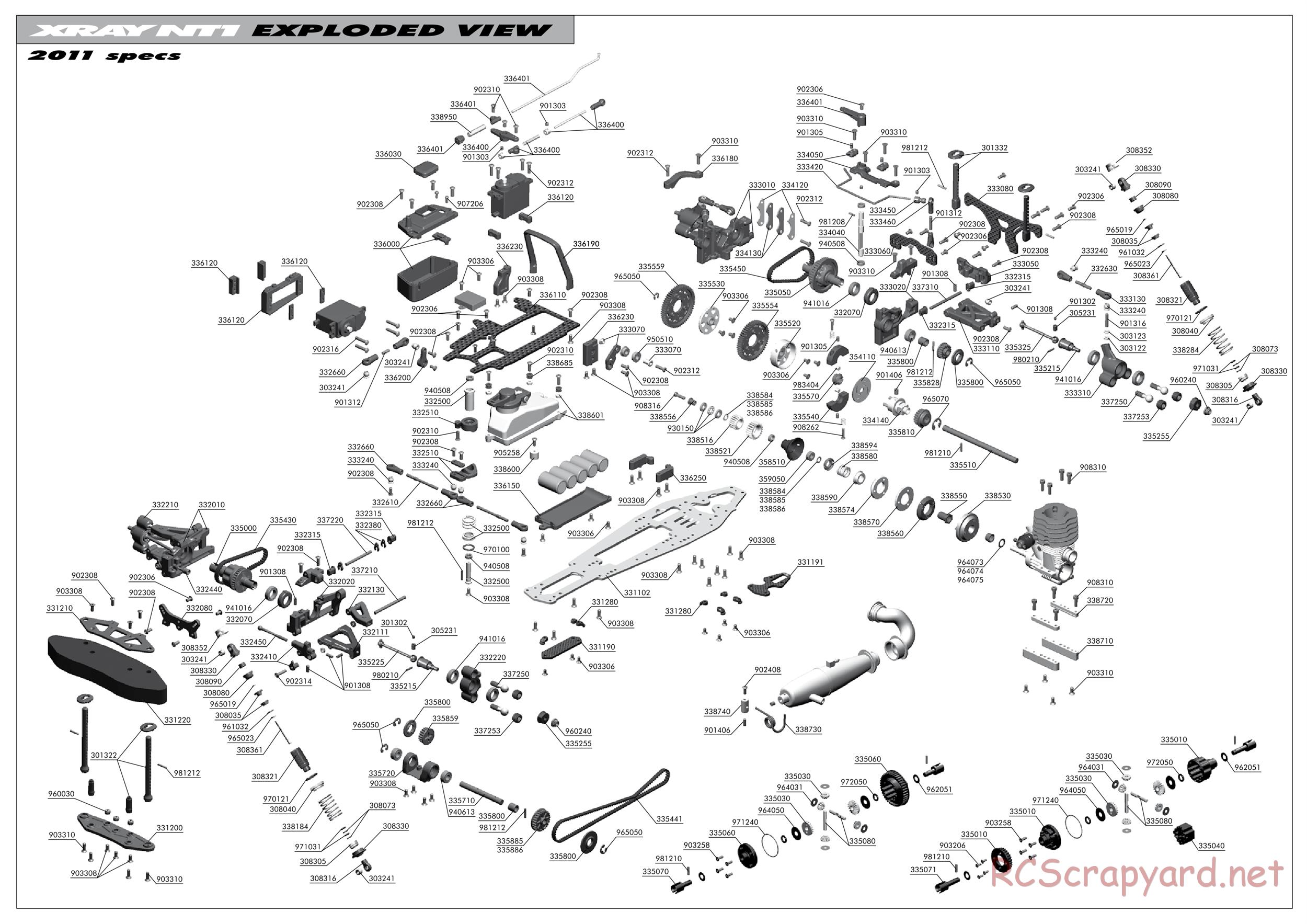 Xray - NT1 2011 Specs (NT1'11) - Exploded View