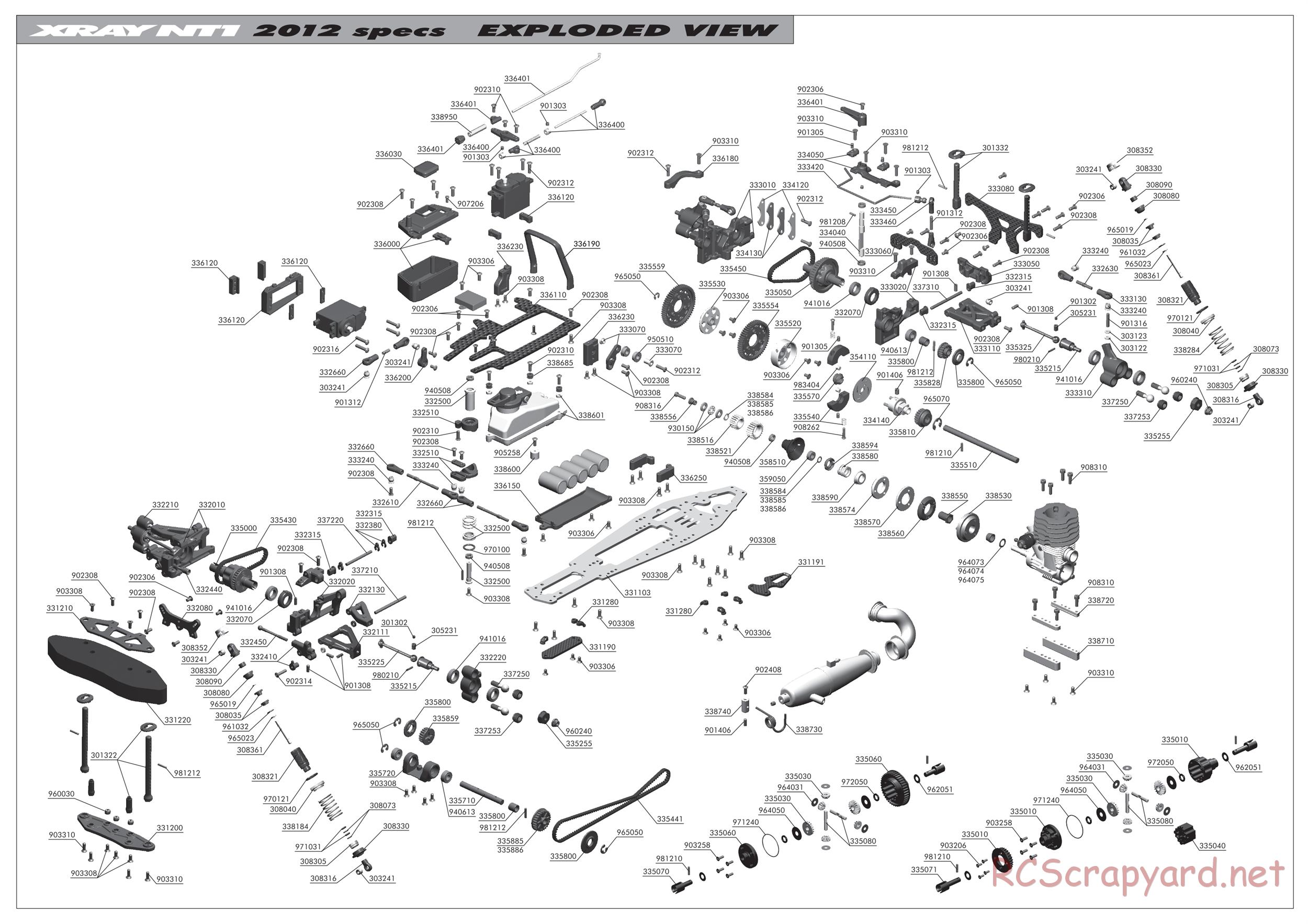 Xray - NT1 2012 Specs (NT1'12) - Exploded View