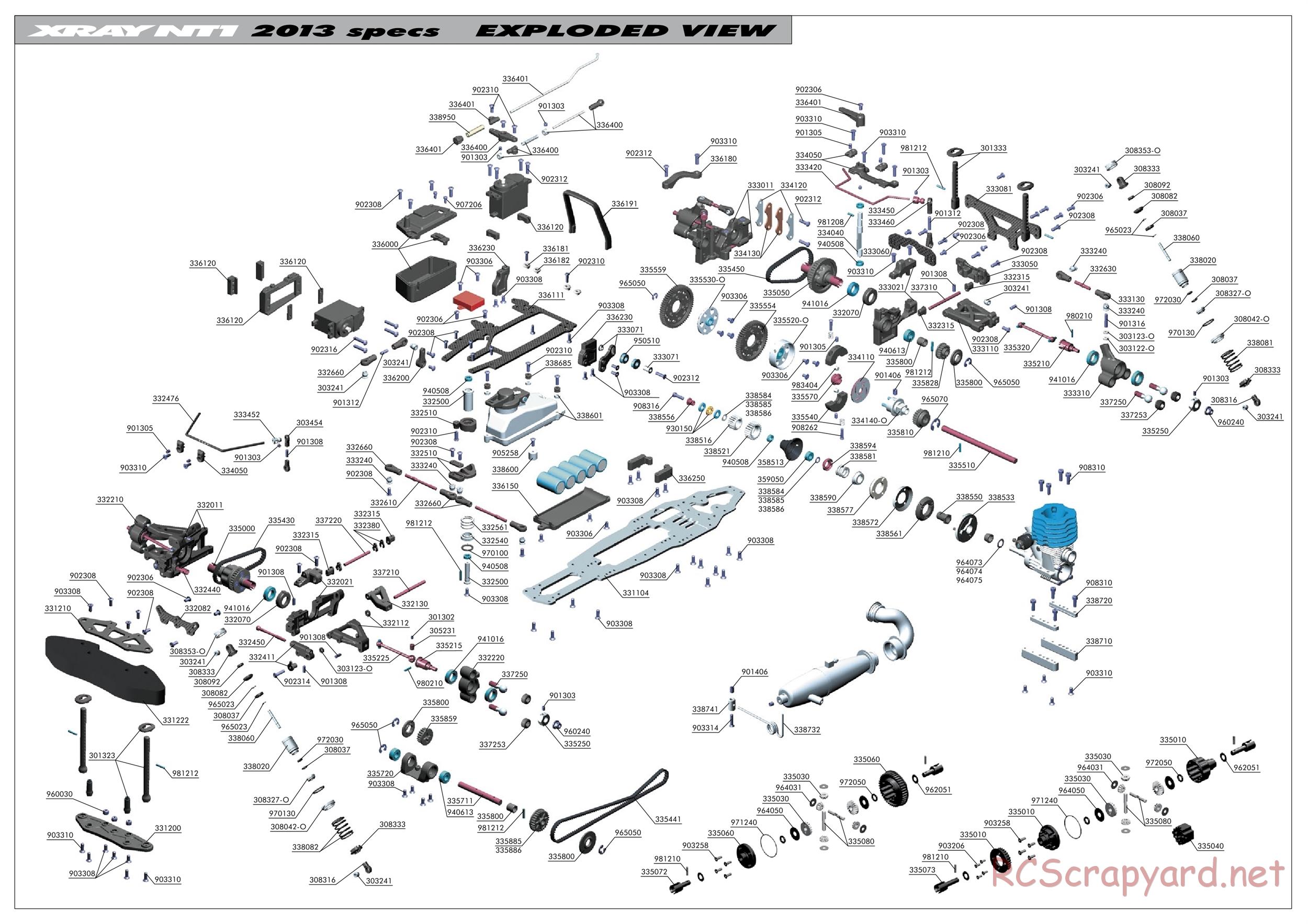Xray - NT1 2013 Specs (NT1'13) - Exploded View
