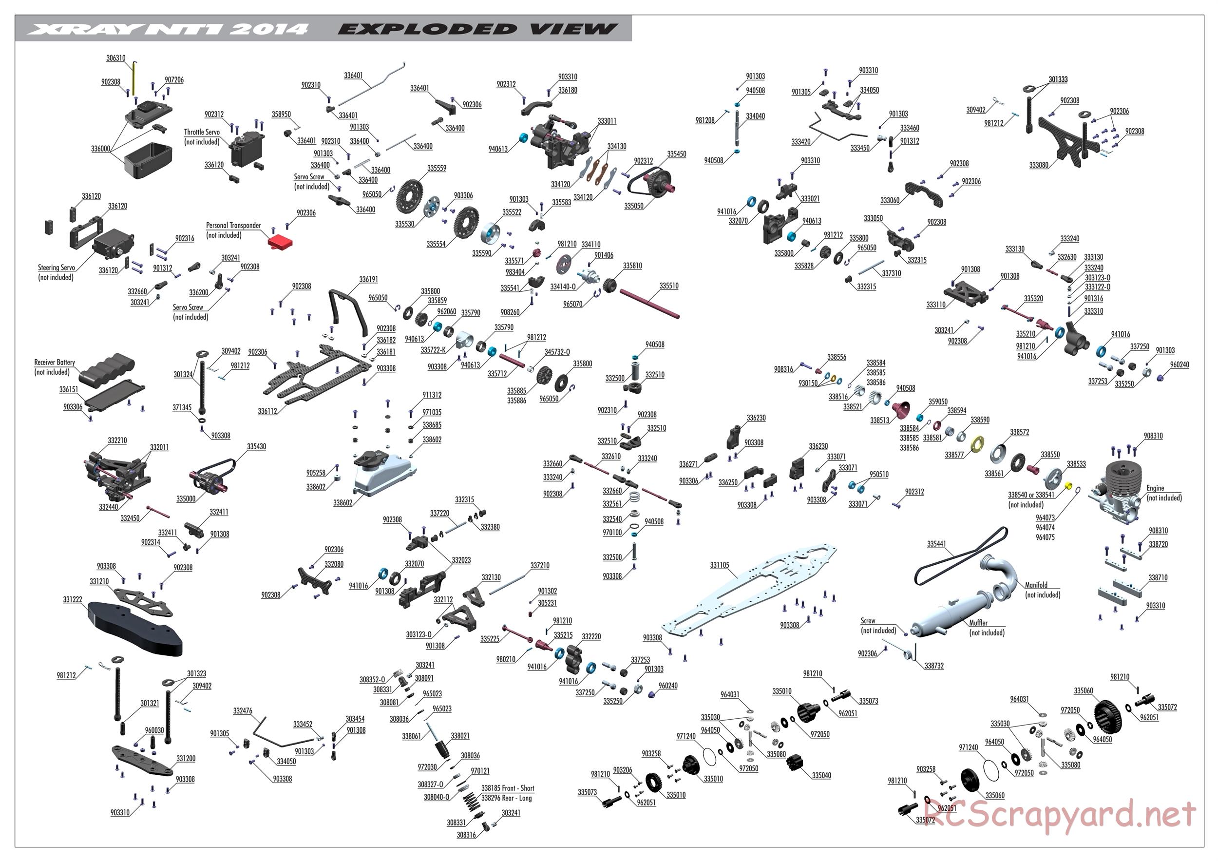Xray - NT1 2014 Specs (NT1'14) - Exploded View