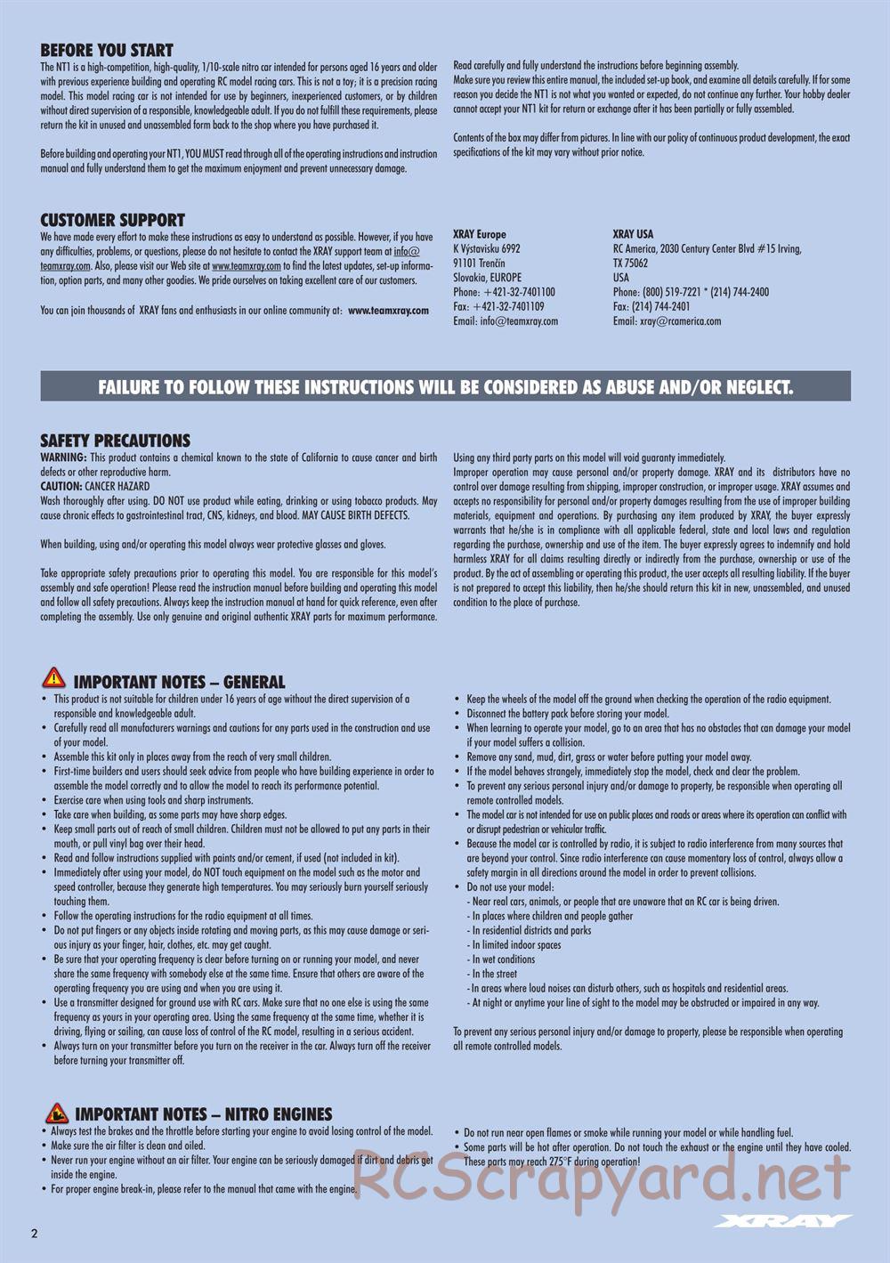 Xray - NT1 2015 Specs (NT1'15) - Manual - Page 2