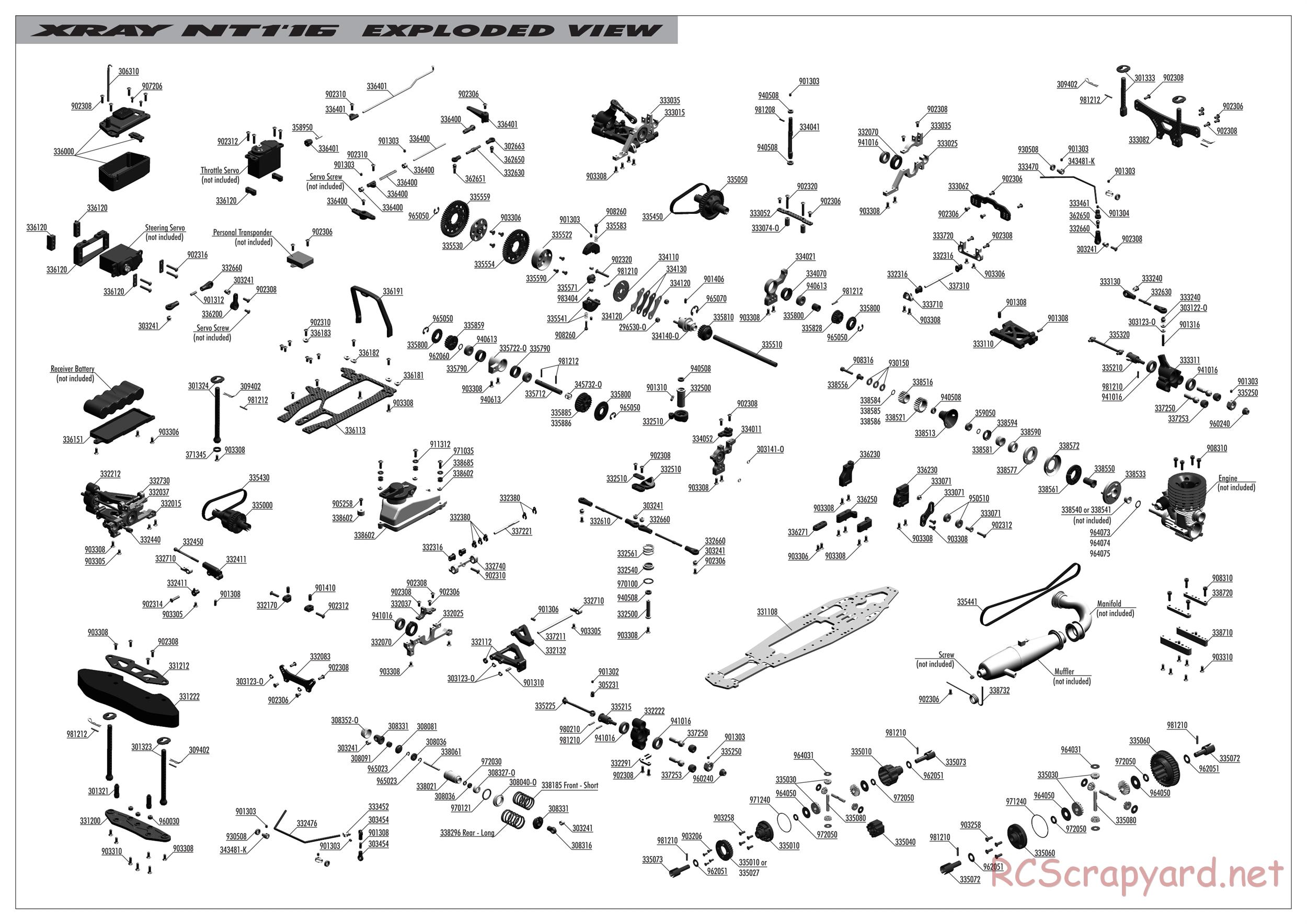 Xray - NT1 2016 Specs (NT1'16) - Exploded View