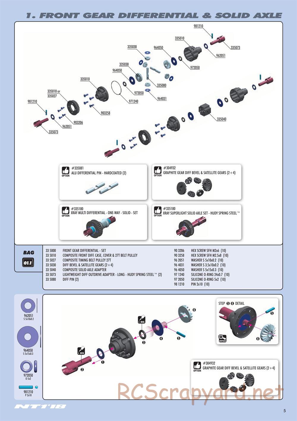 Xray - NT1 2018 Specs (NT1'18) - Manual - Page 5
