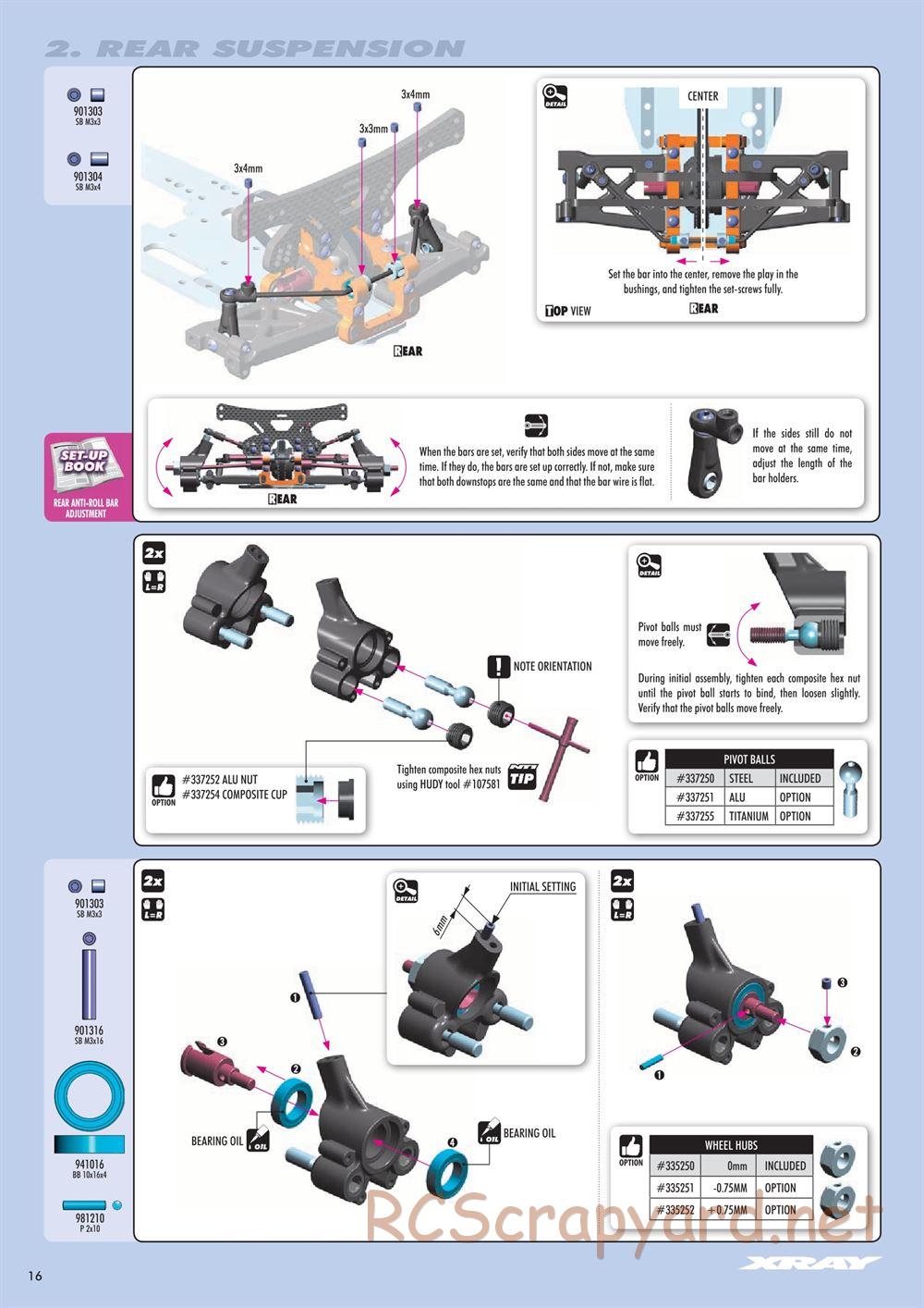 Xray - NT1 2018 Specs (NT1'18) - Manual - Page 16