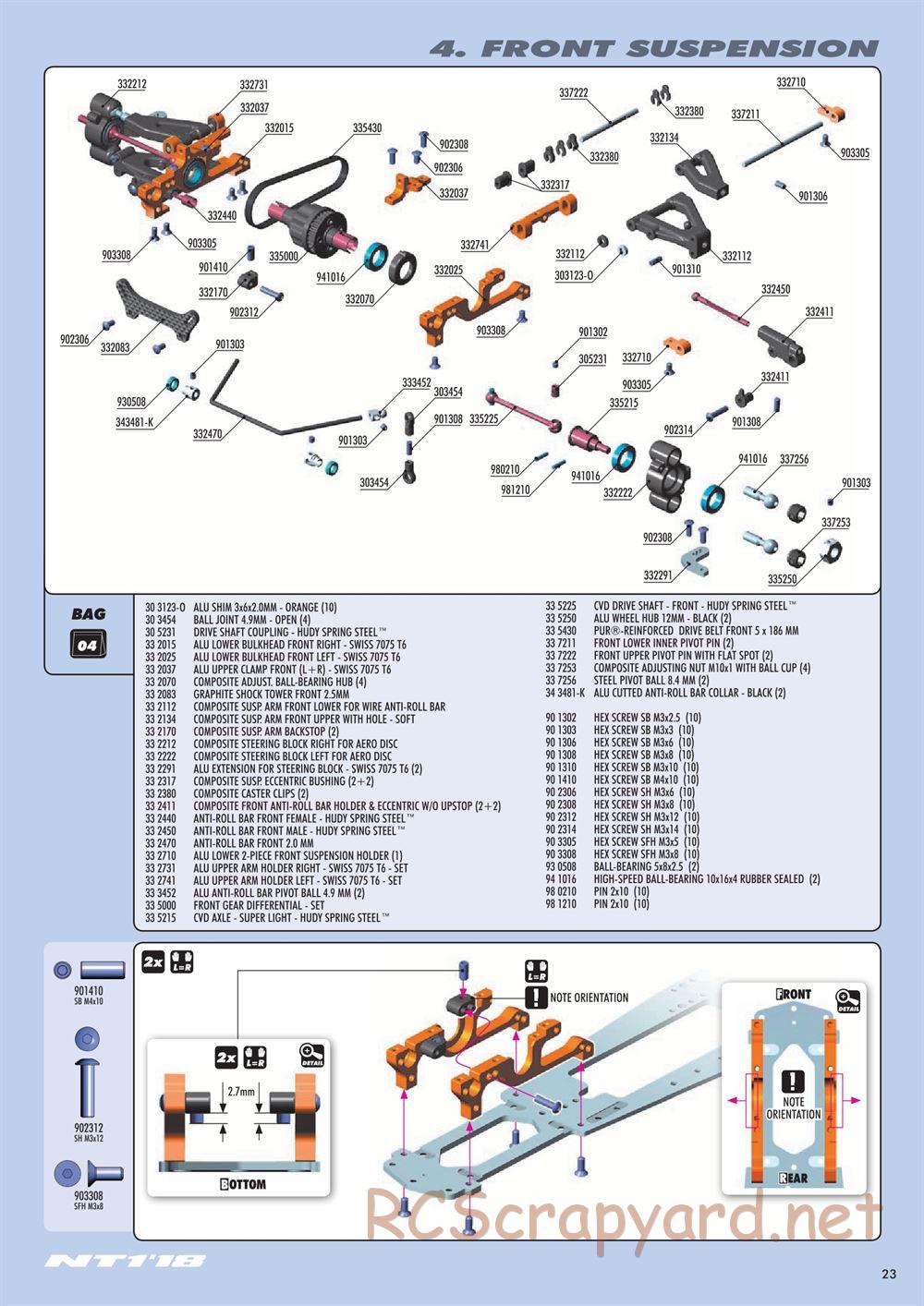 Xray - NT1 2018 Specs (NT1'18) - Manual - Page 23