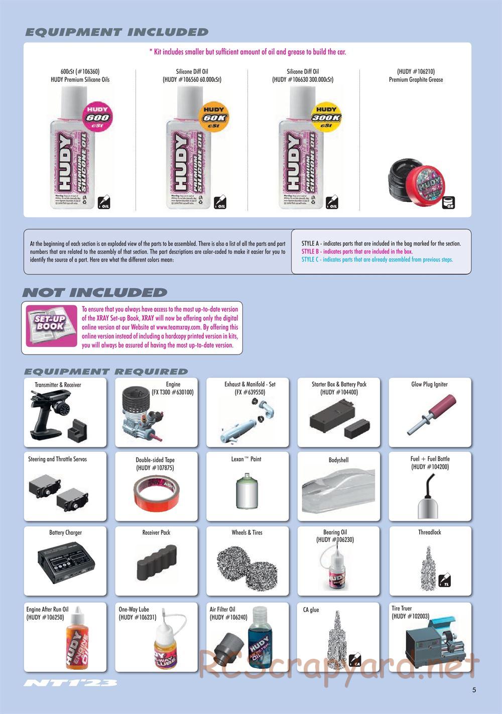 Xray - NT1 2023 Specs (NT1'23) - Manual - Page 5