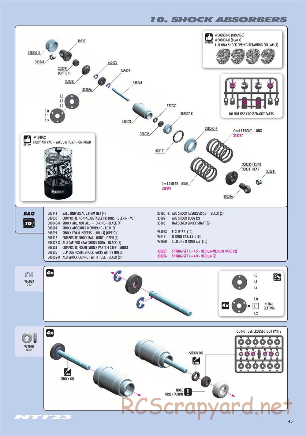 Xray - NT1 2023 Specs (NT1'23) - Manual - Page 45