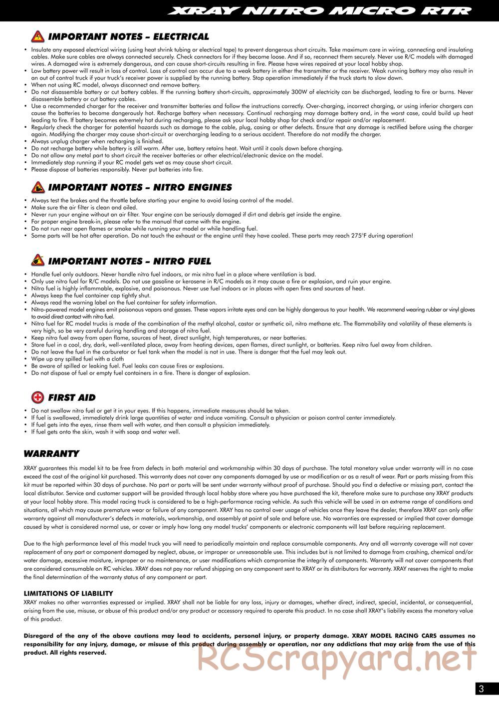 Xray - NT18MT RTR - Manual - Page 3
