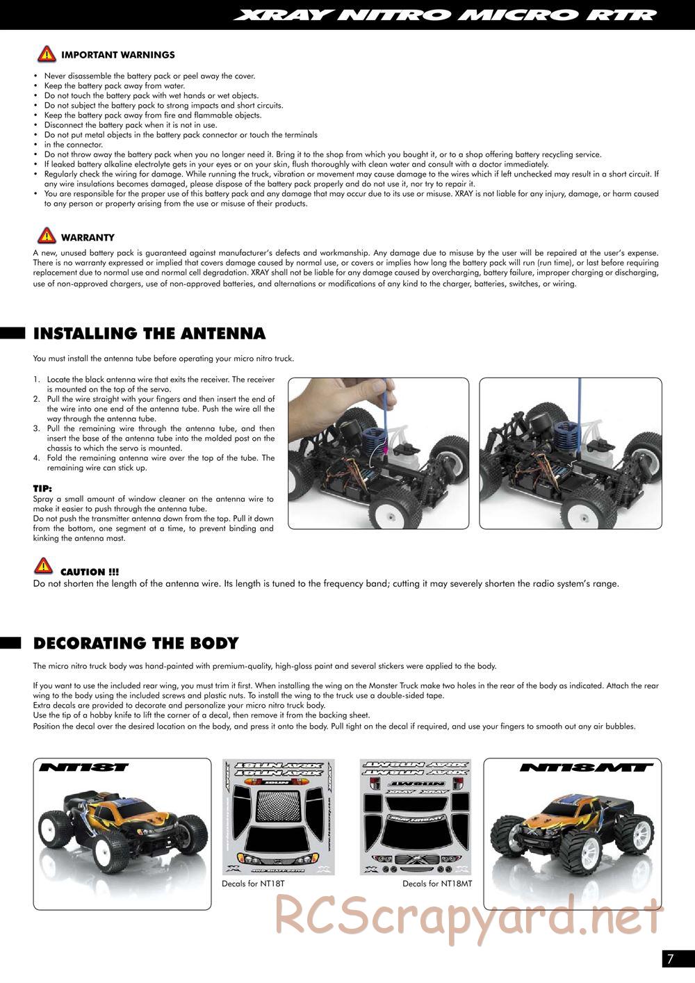 Xray - NT18MT RTR - Manual - Page 7
