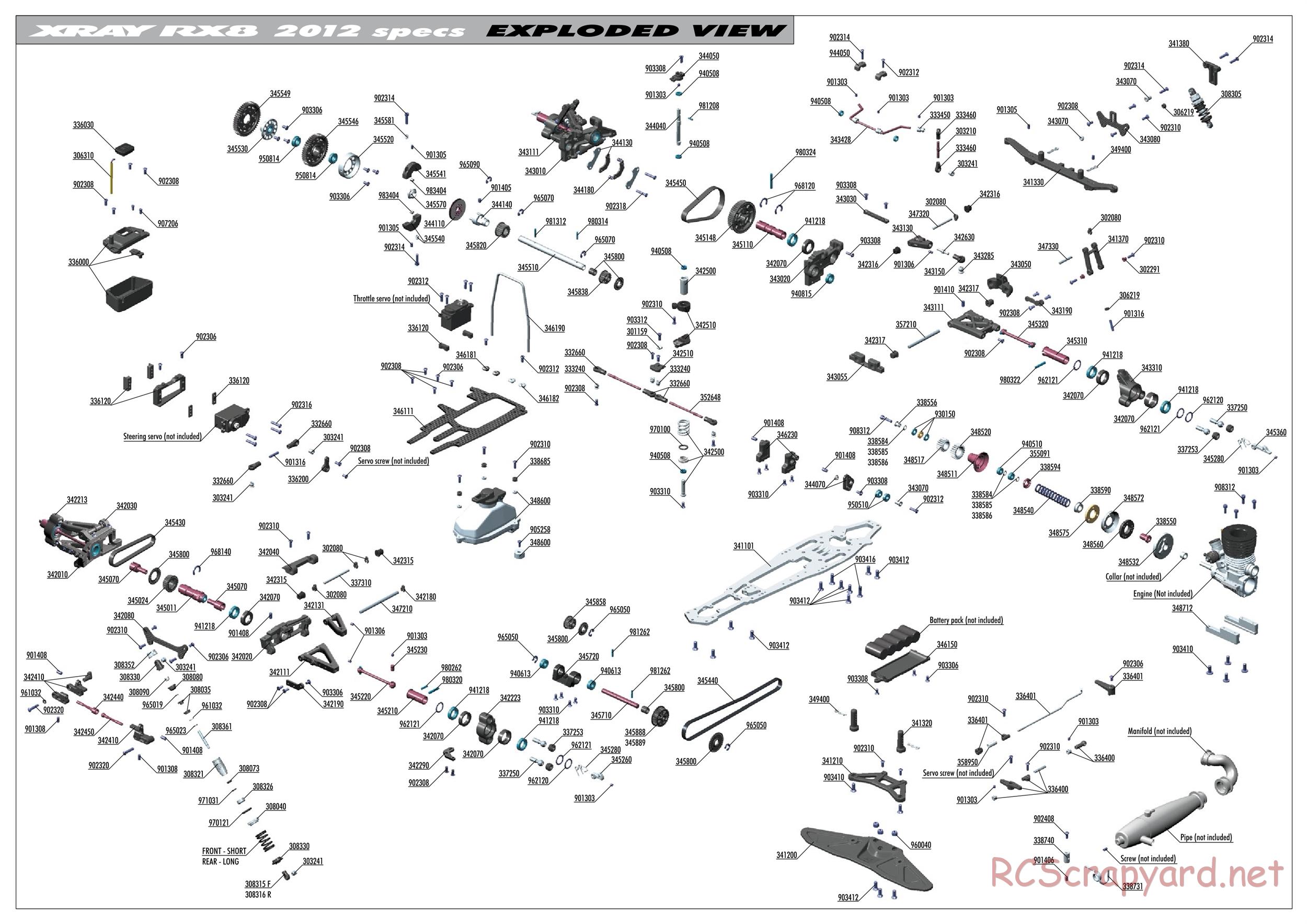 Xray - RX8 2012 Specs (RX8'12) - Exploded View
