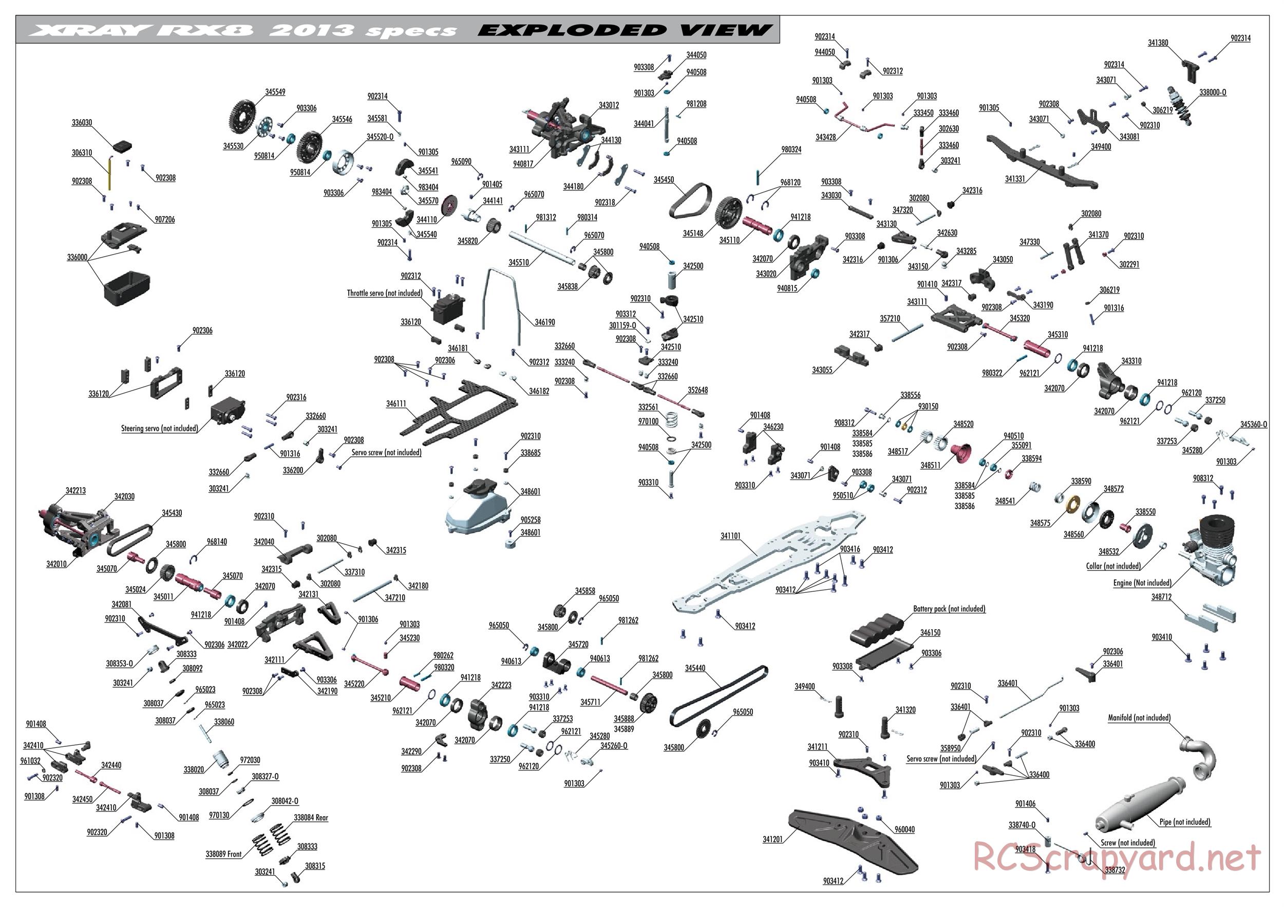 Xray - RX8 2013 Specs (RX8'13) - Exploded View