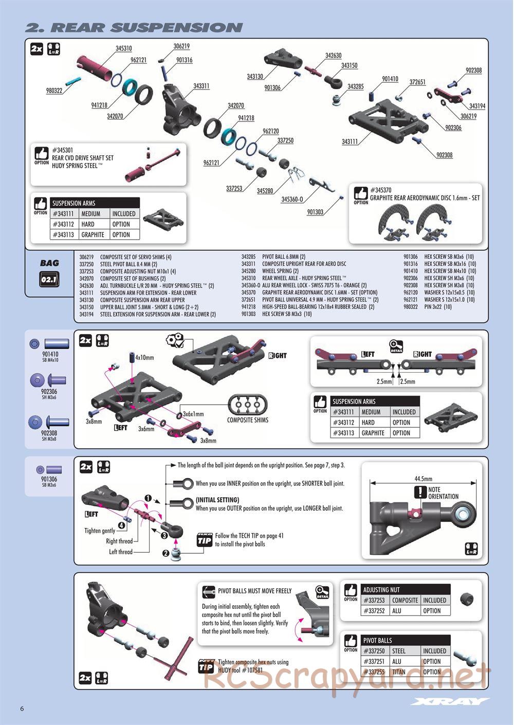Xray - RX8 2016 Specs (RX8'16) - Manual - Page 6
