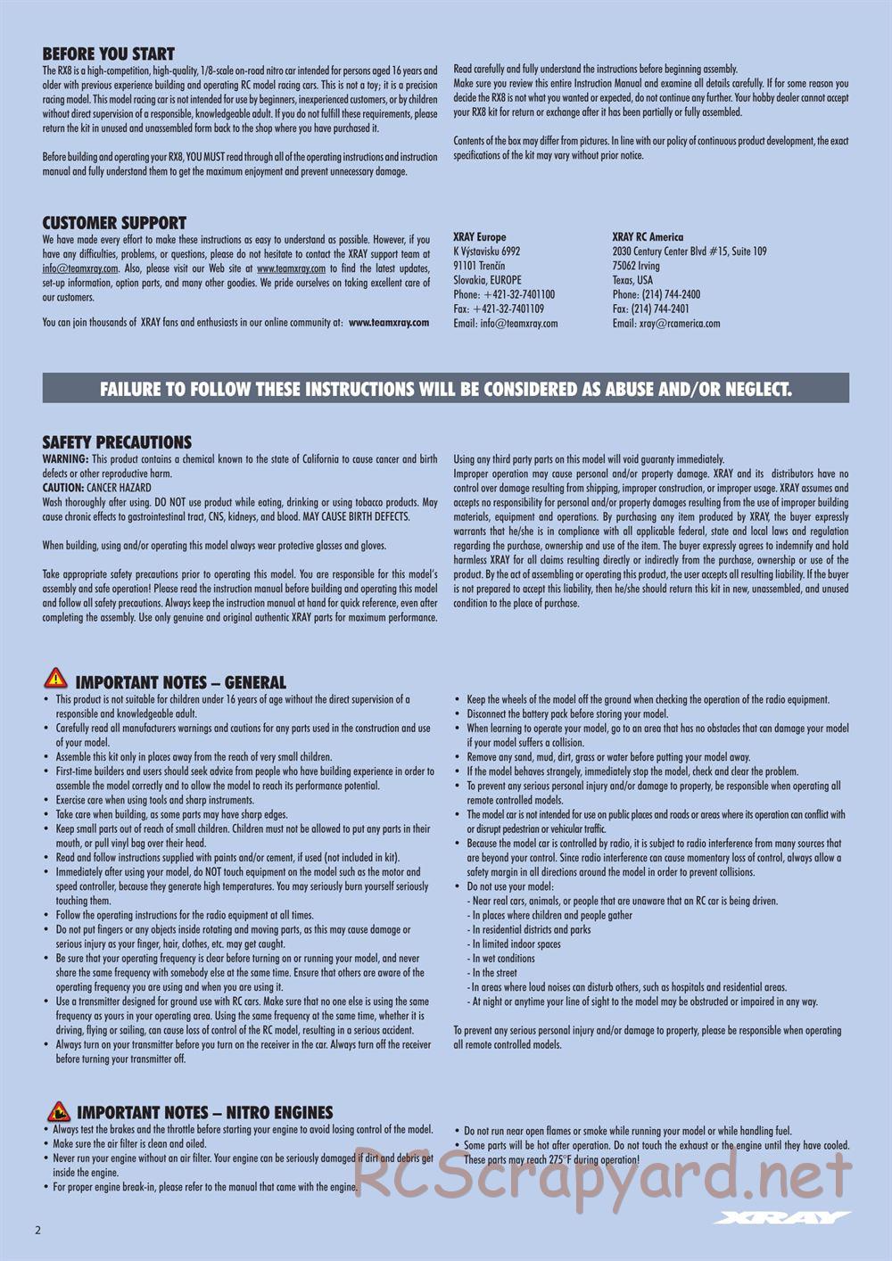 Xray - RX8 2017 Specs (RX8'17) - Manual - Page 2