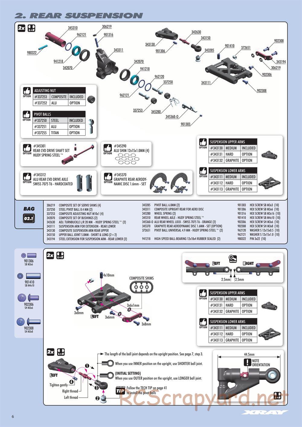 Xray - RX8 2017 Specs (RX8'17) - Manual - Page 6