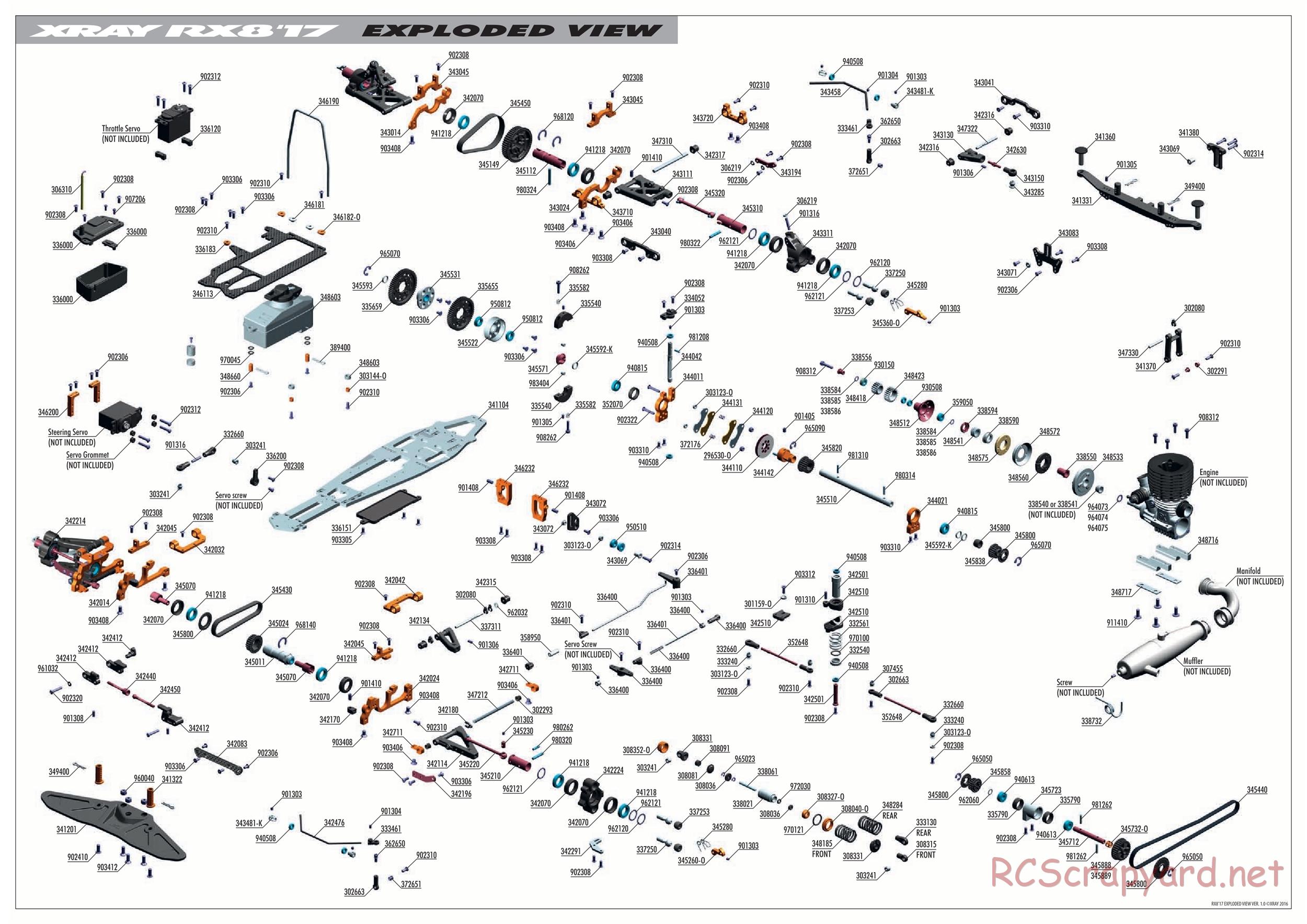 Xray - RX8 2017 Specs (RX8'17) - Exploded View
