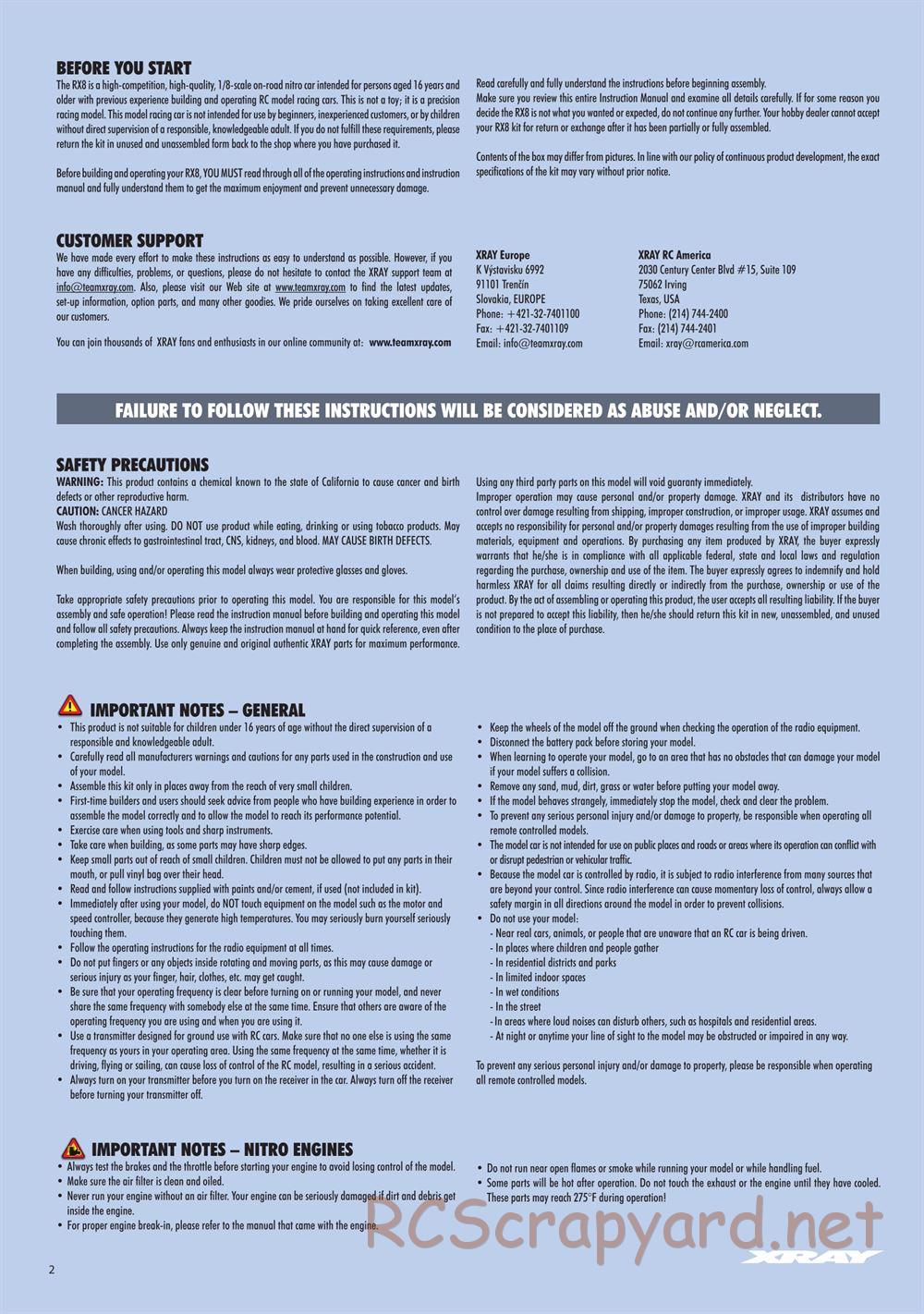 Xray - RX8 2018 Specs (RX8'18) - Manual - Page 2
