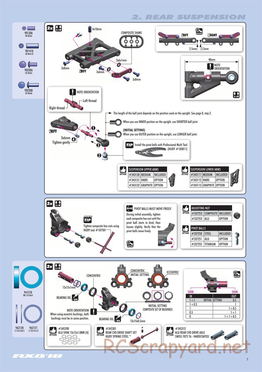 Xray - RX8 2018 Specs (RX8'18) - Manual - Page 7