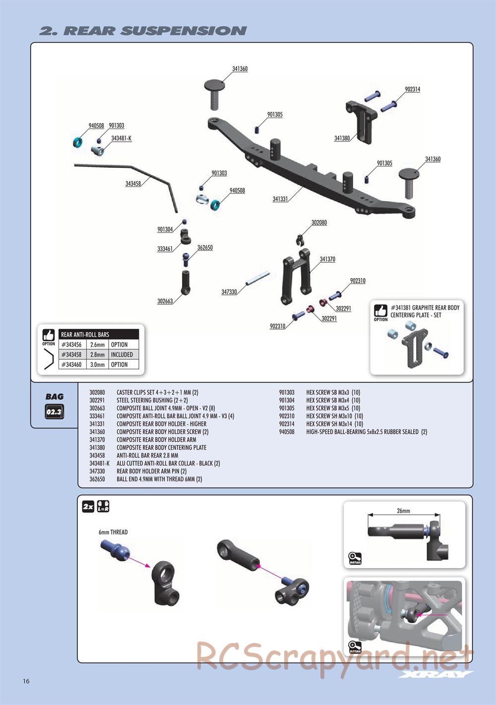 Xray - RX8 2018 Specs (RX8'18) - Manual - Page 16