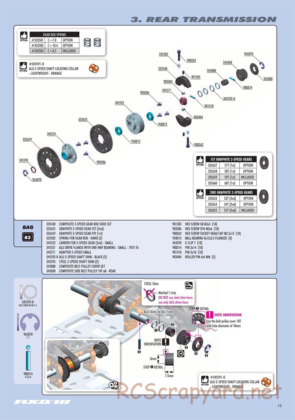 Xray - RX8 2018 Specs (RX8'18) - Manual - Page 19