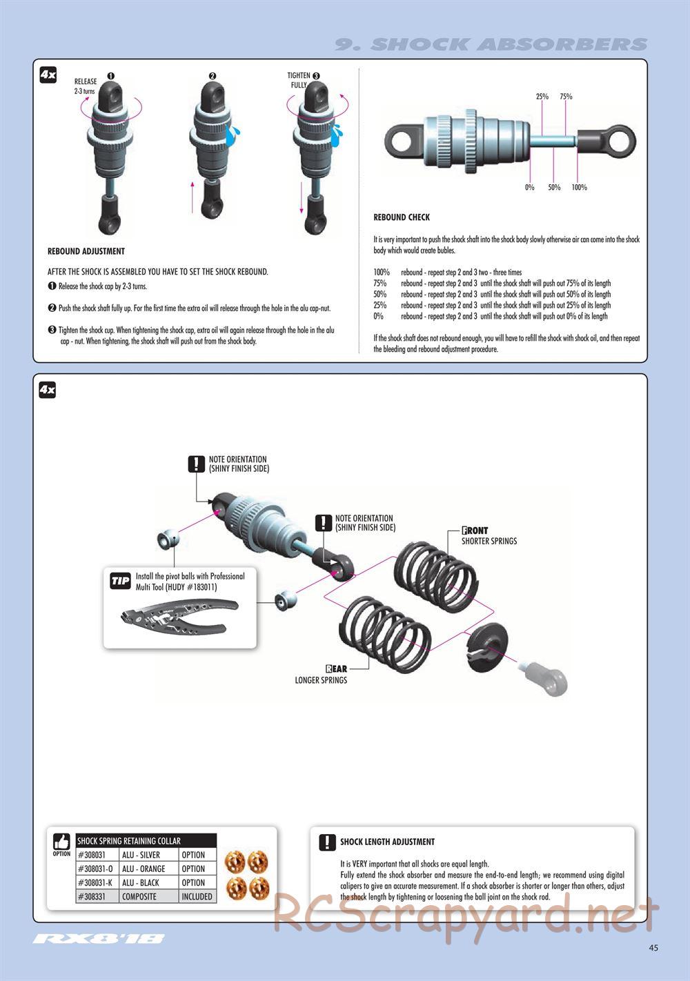 Xray - RX8 2018 Specs (RX8'18) - Manual - Page 45