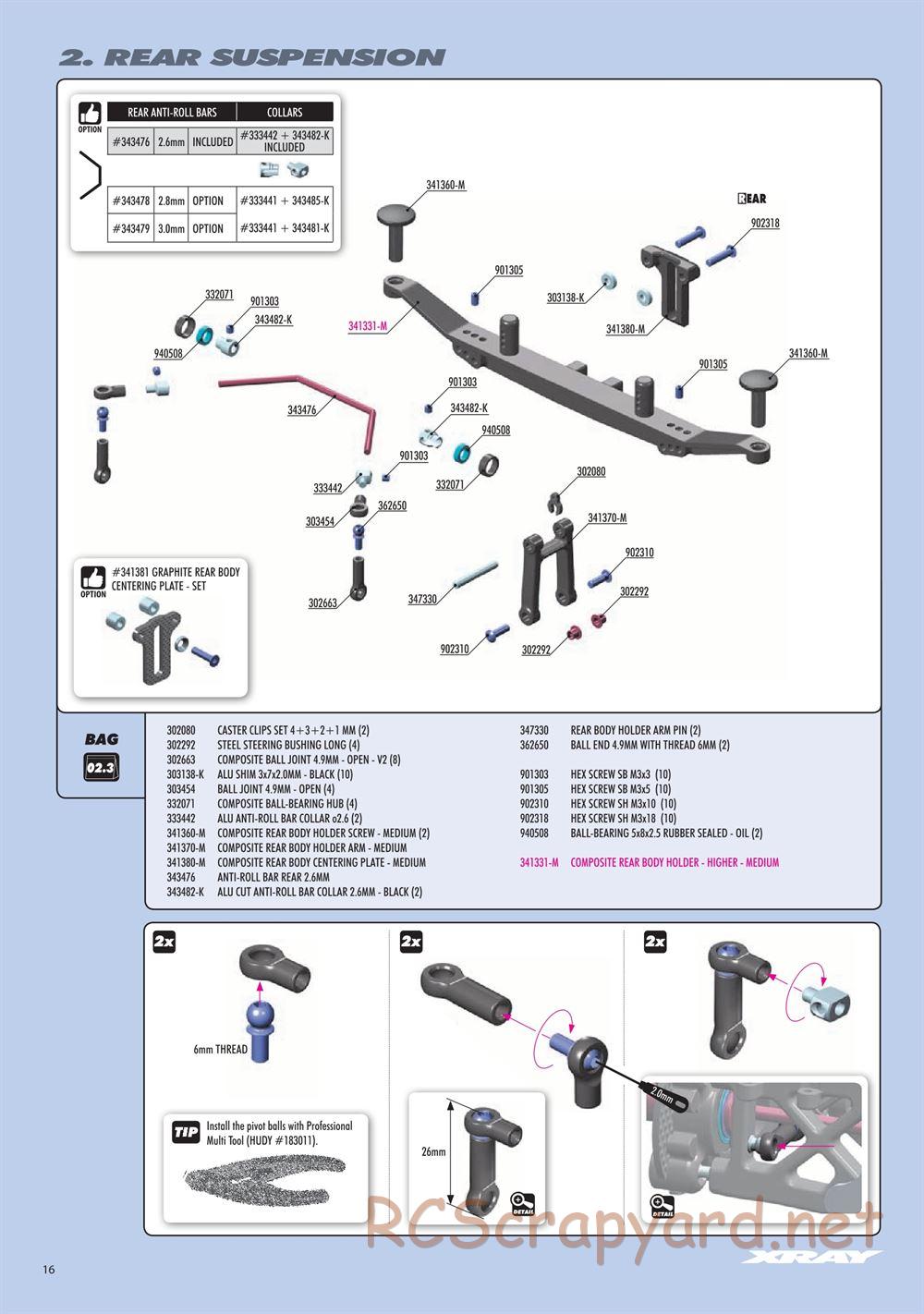 Xray - RX8 2023 Specs (RX8'23) - Manual - Page 16