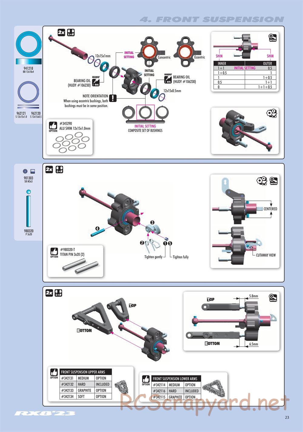 Xray - RX8 2023 Specs (RX8'23) - Manual - Page 23
