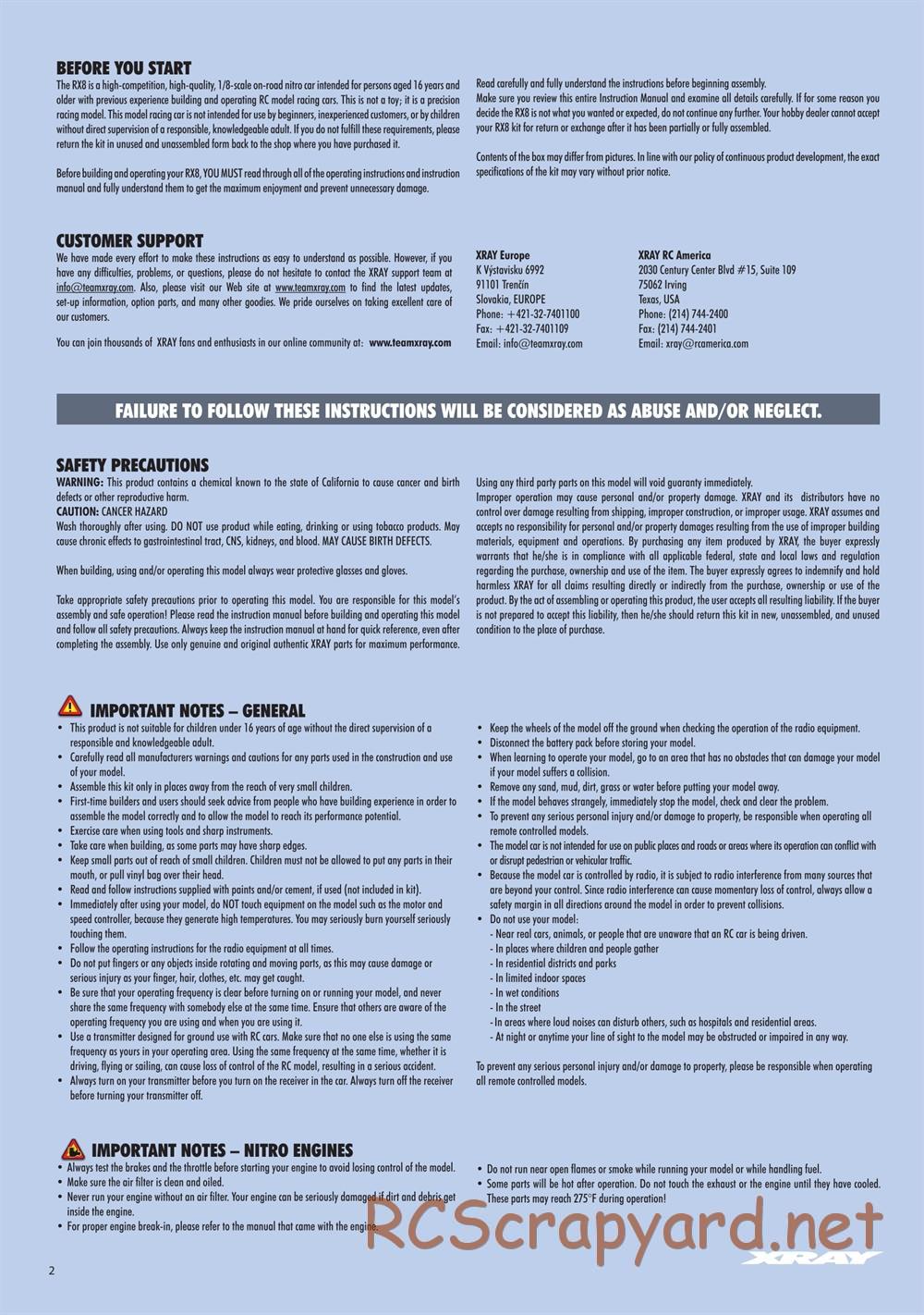 Xray - RX8E 2019 (RX8E'19) - Manual - Page 2