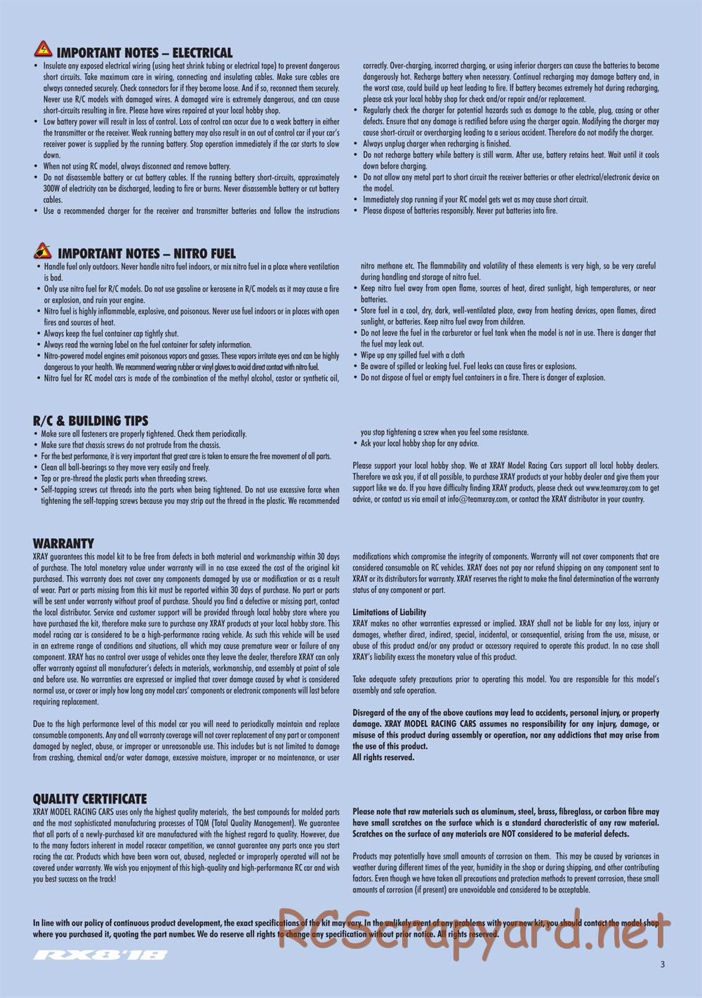 Xray - RX8E 2019 (RX8E'19) - Manual - Page 3