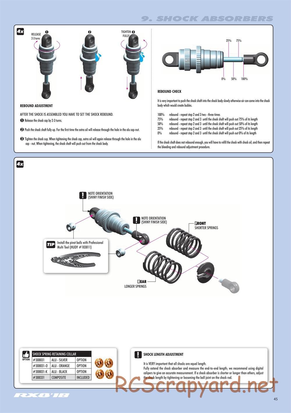 Xray - RX8E 2019 (RX8E'19) - Manual - Page 45