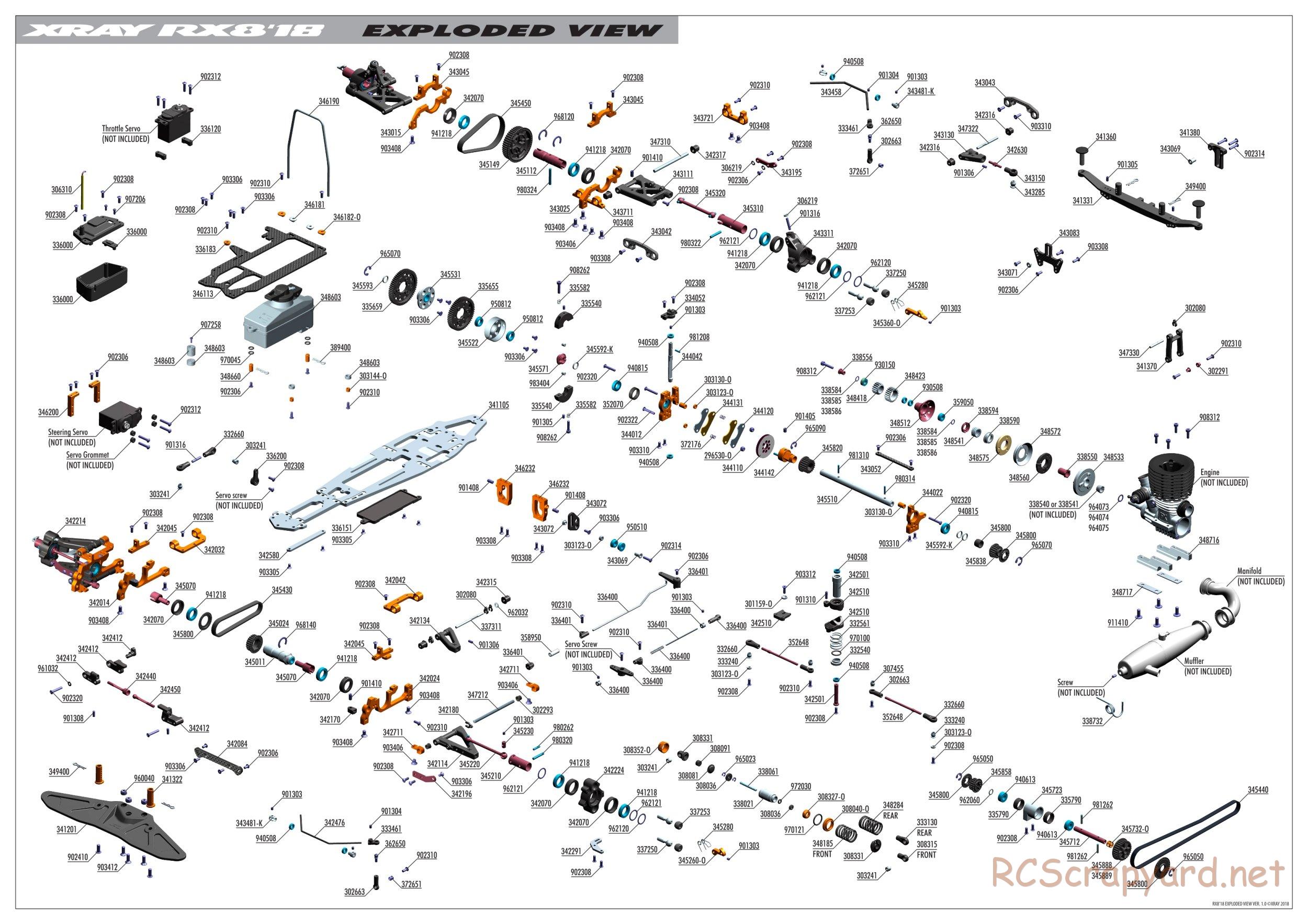 Xray - RX8E 2019 (RX8E'19) - Exploded View