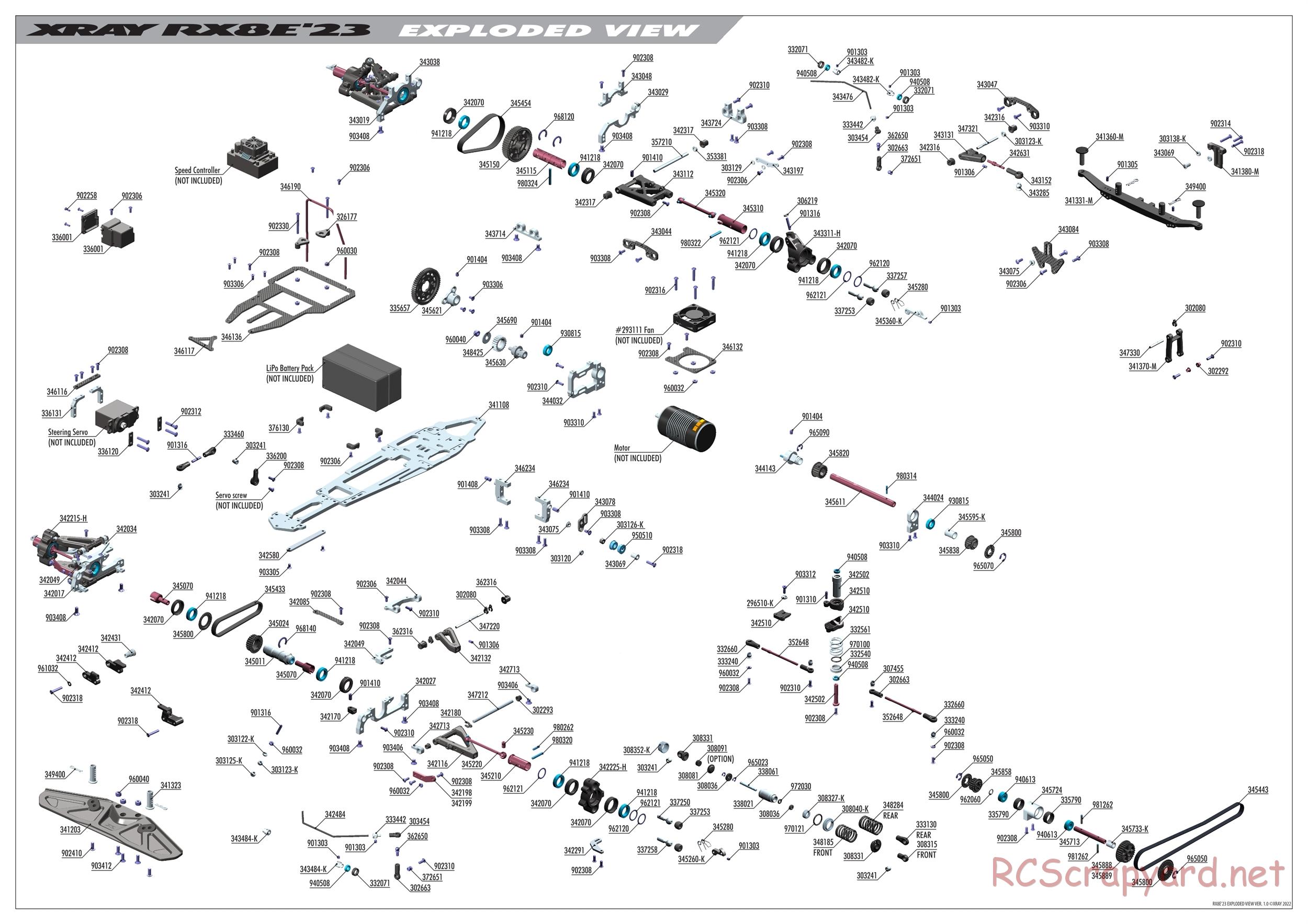 Xray - RX8E 2024 (RX8E'24) - Exploded View