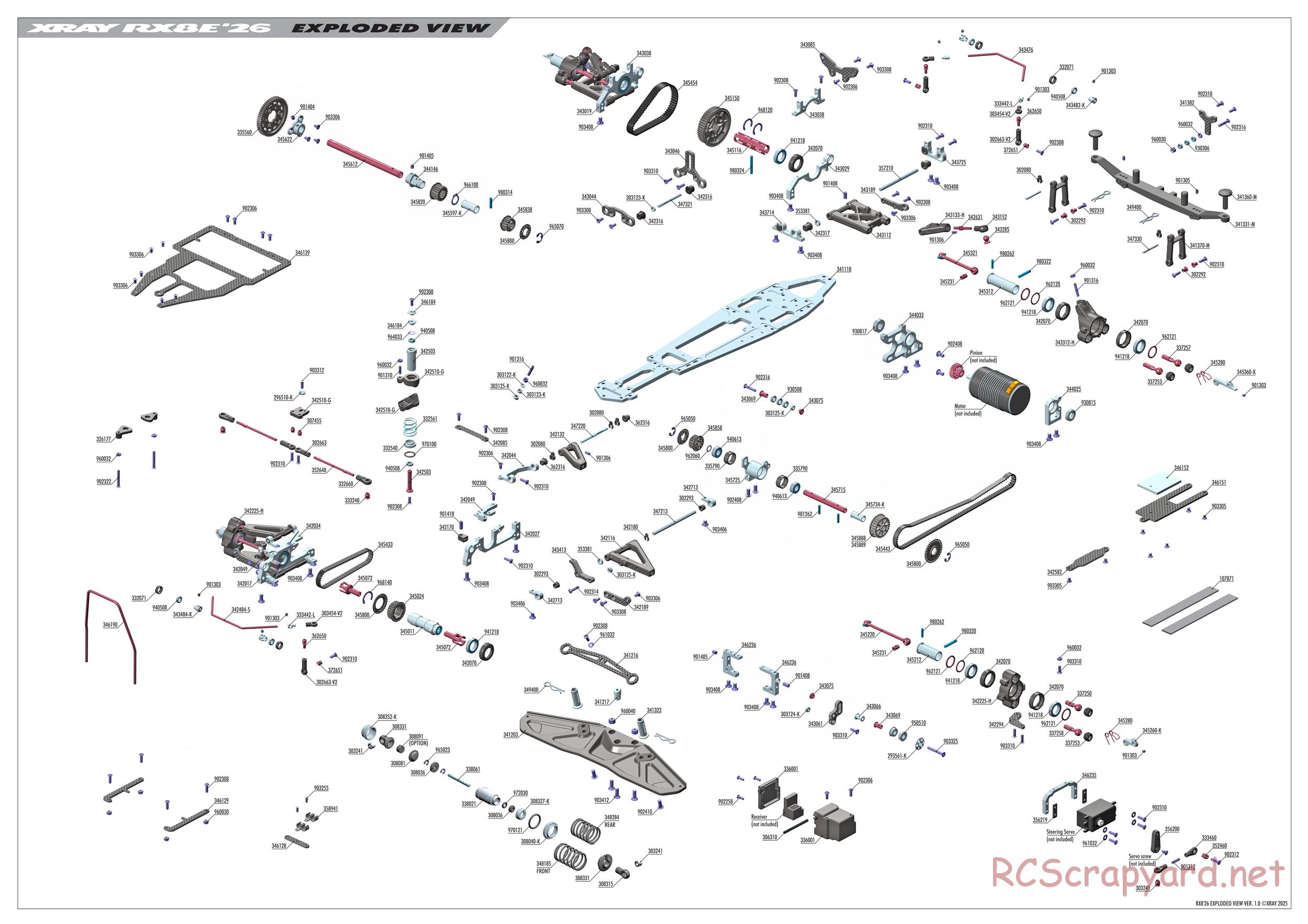 Xray - RX8E 2026 (RX8E'26) - Exploded View