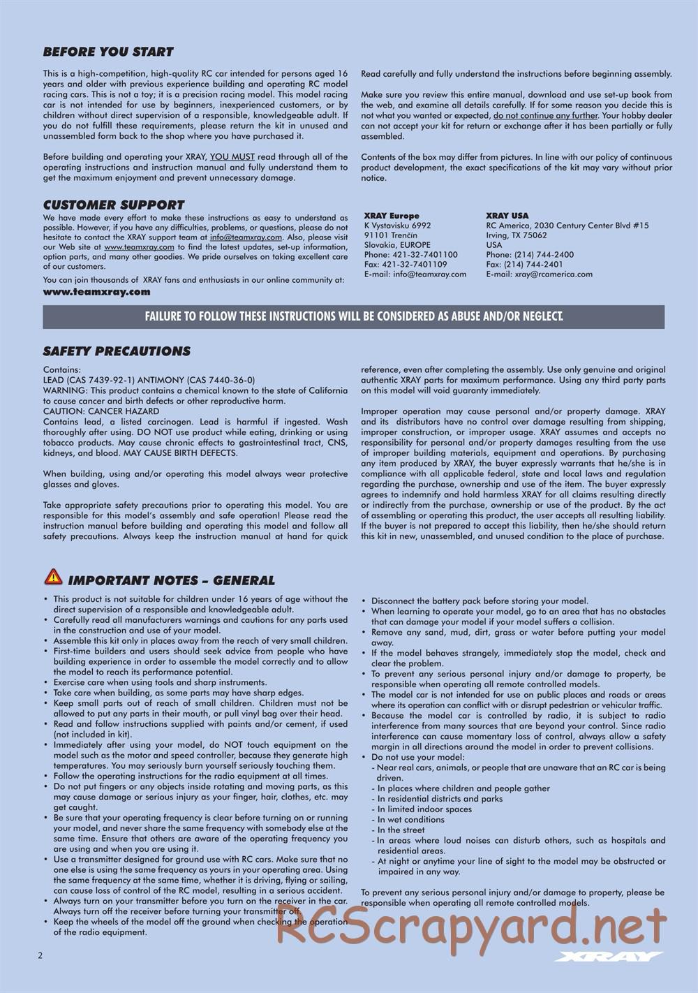 Xray - SCX 2021 (SCX'21) - Manual - Page 2