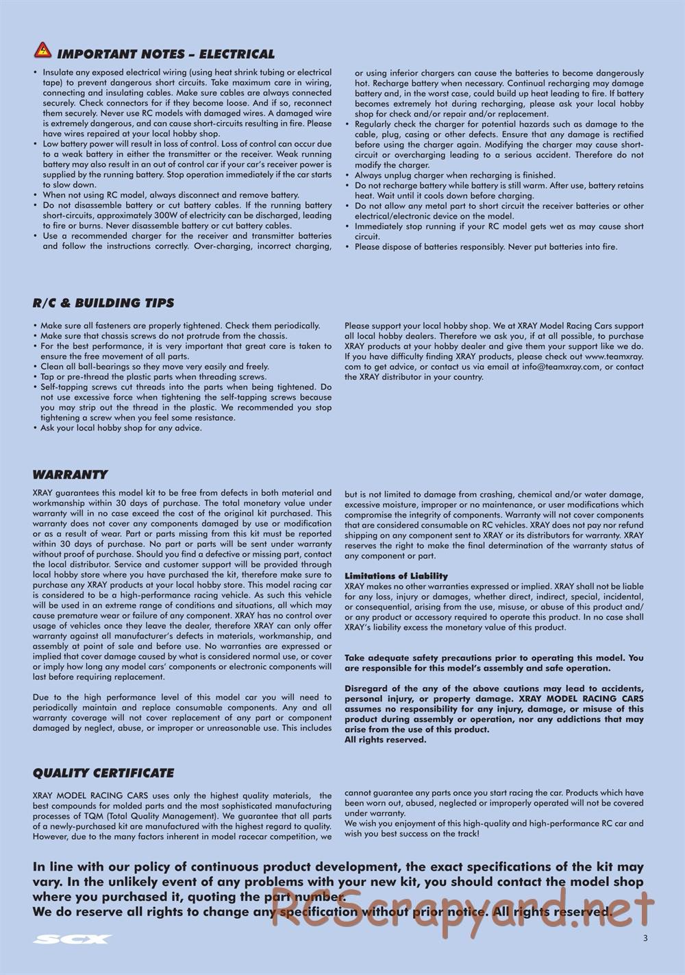 Xray - SCX 2021 (SCX'21) - Manual - Page 3
