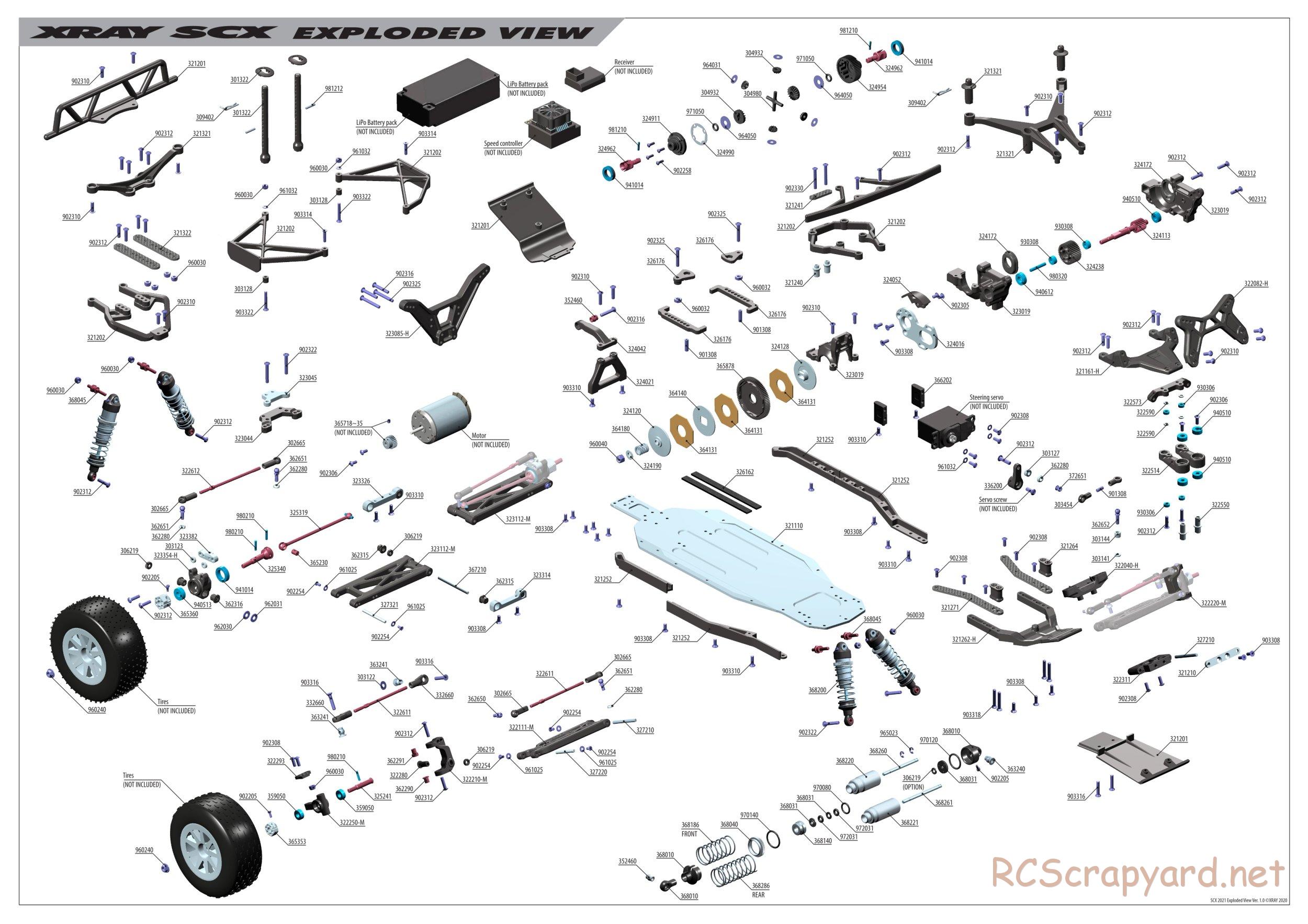 Xray - SCX 2021 (SCX'21) - Exploded View