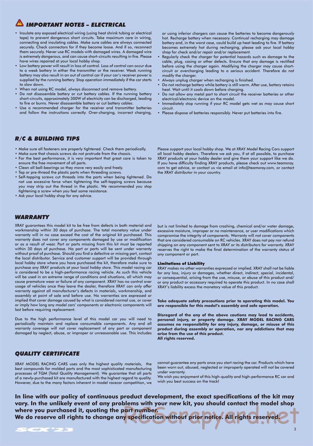 Xray - SCX 2023 (SCX'23) - Manual - Page 3