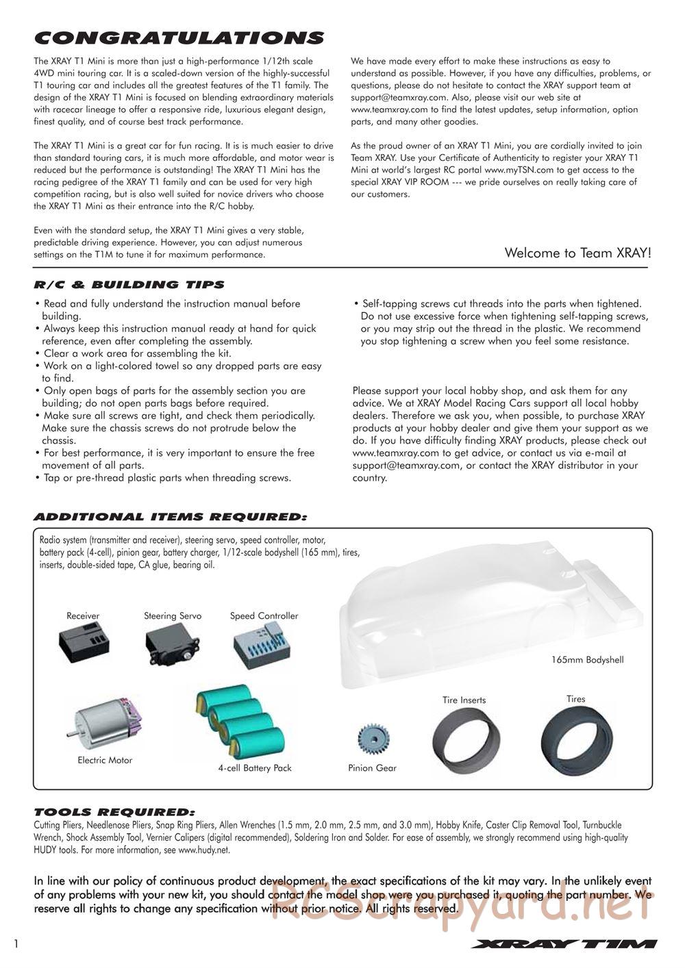 Xray - T1M Mini - Manual - Page 2
