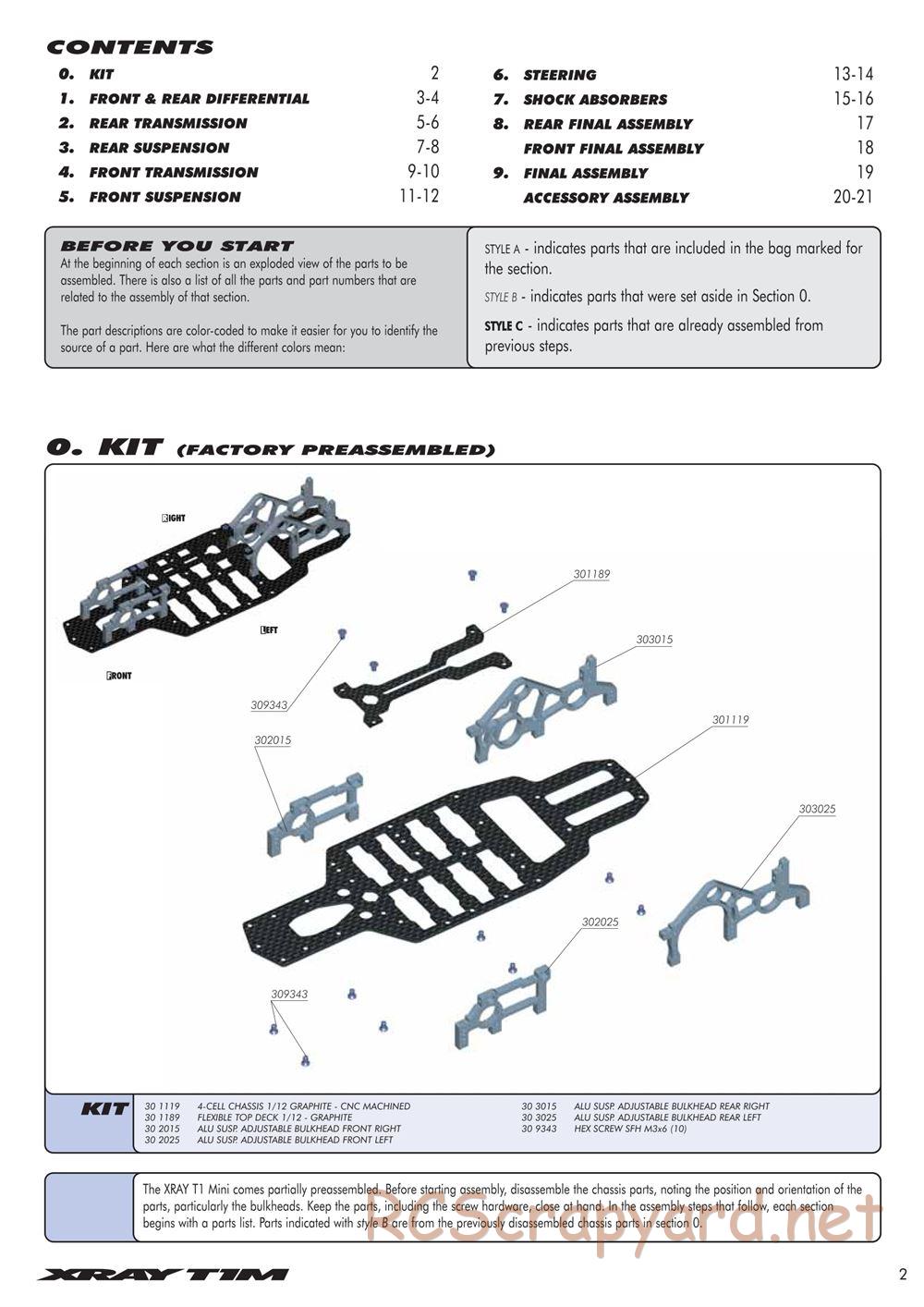 Xray - T1M Mini - Manual - Page 3