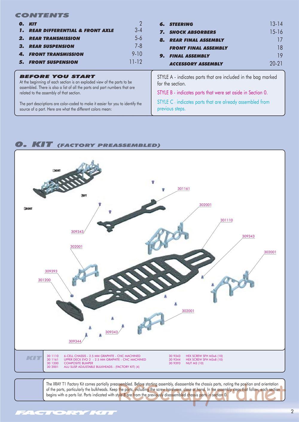 Xray - T1 Factory Kit 2004 / T1FK'04 - Manual - Page 3